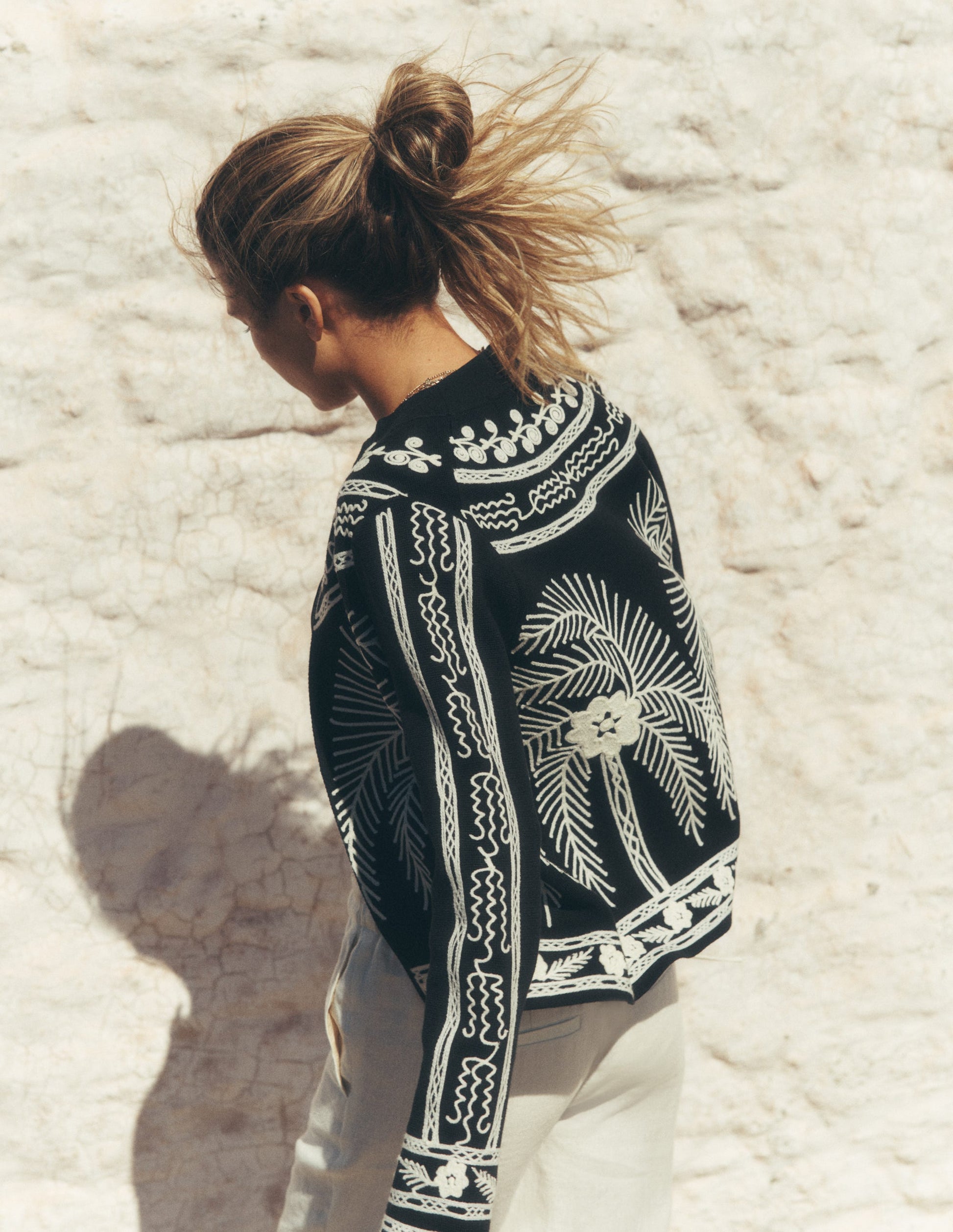 Elena Stand Neck Jacket-Black Embroidery-6