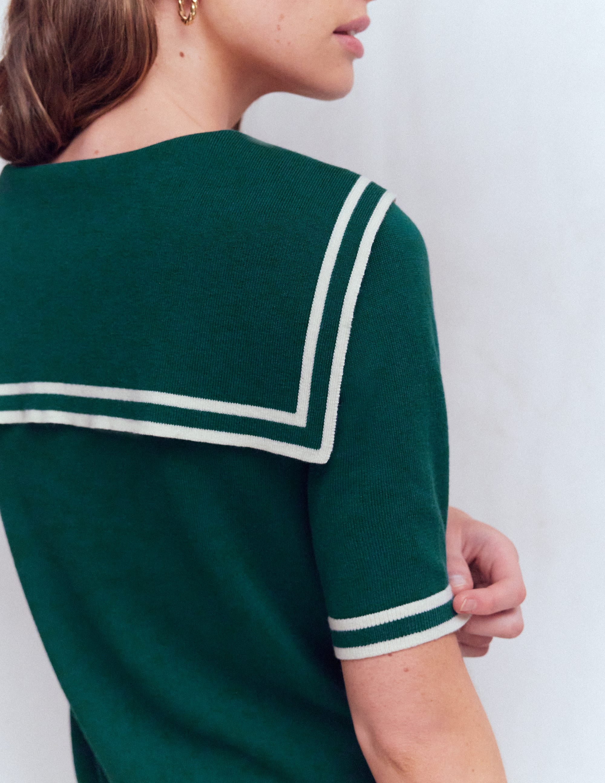 HELLA Olive Green Sailor Collar Long One-Piece