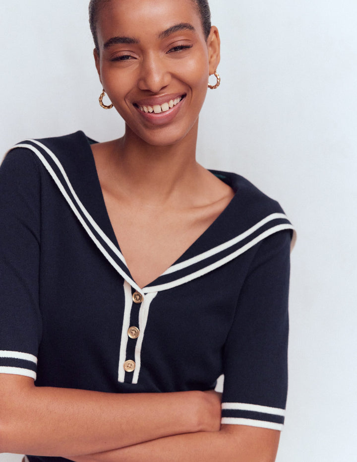 Sailor Collar Jumper-Navy