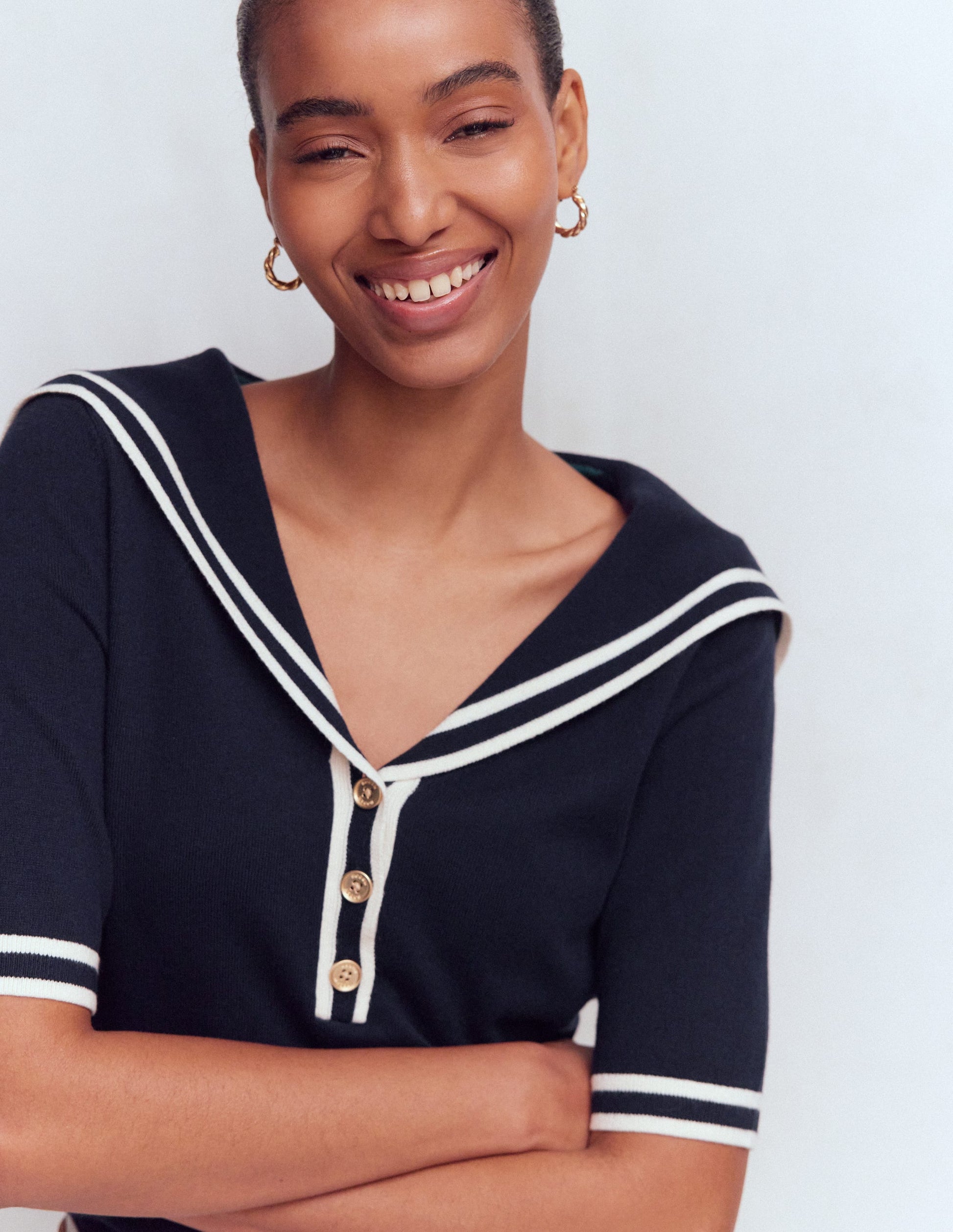 Sailor Collar Jumper-Navy-2