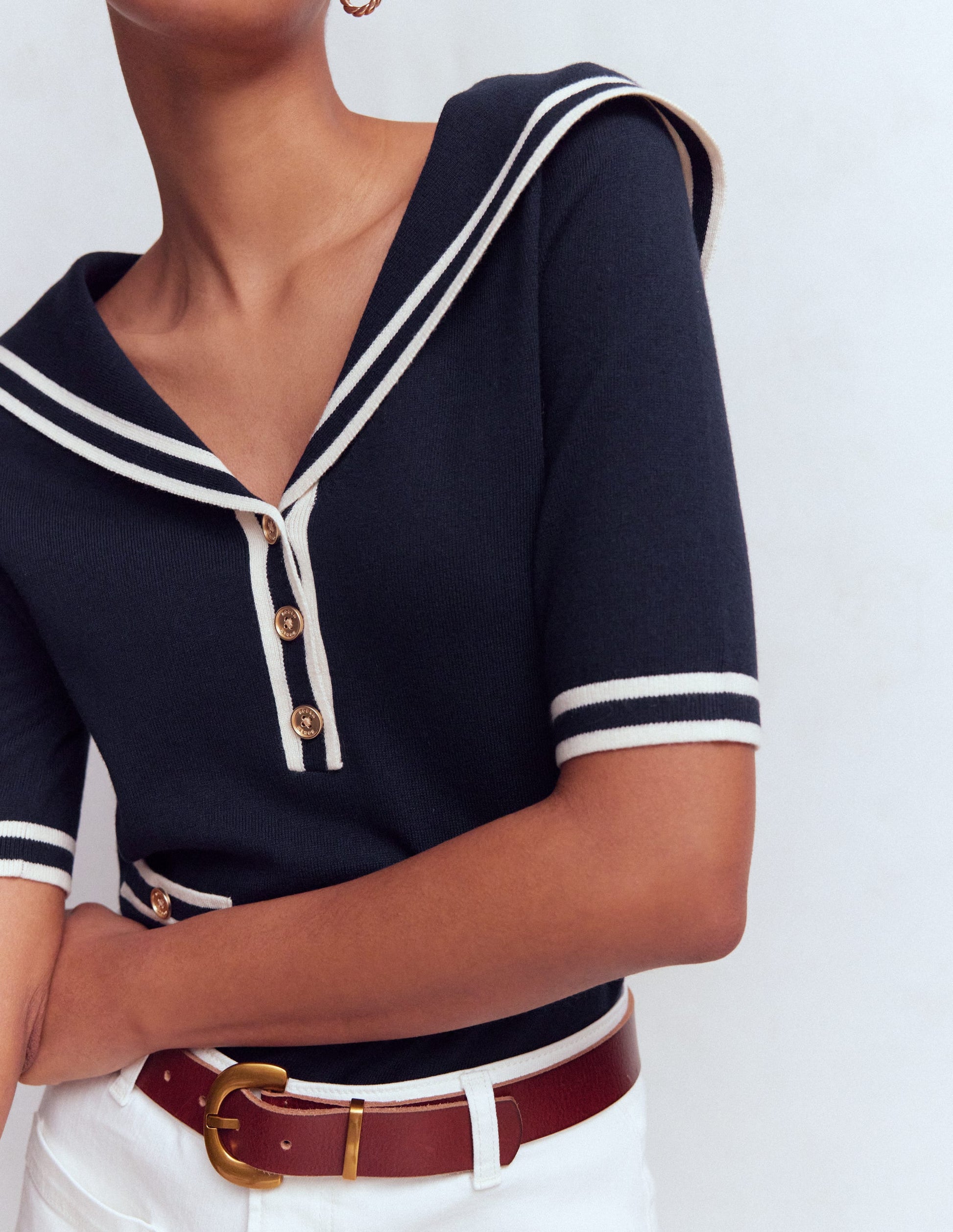 Sailor Collar Jumper-Navy-5