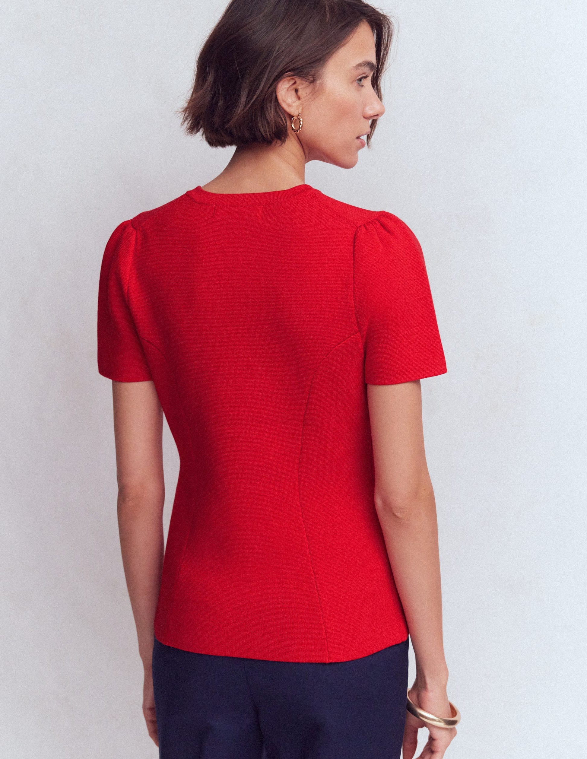 Short Sleeve Knitted Jacket-Red-3