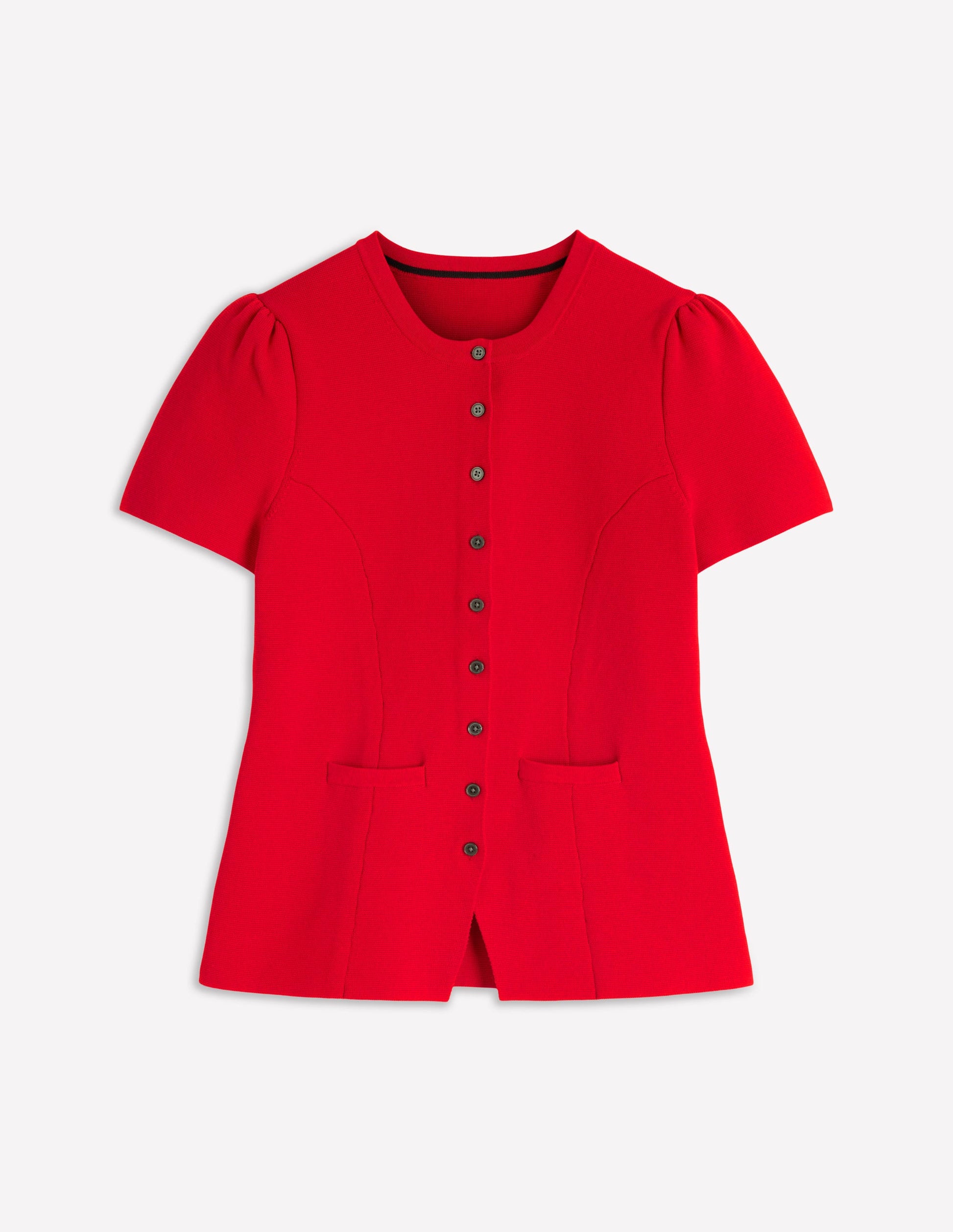 Short Sleeve Knitted Jacket-Red-6