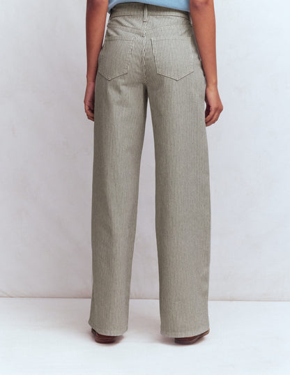 High Rise Wide Leg Jeans-Blue Stripe-3