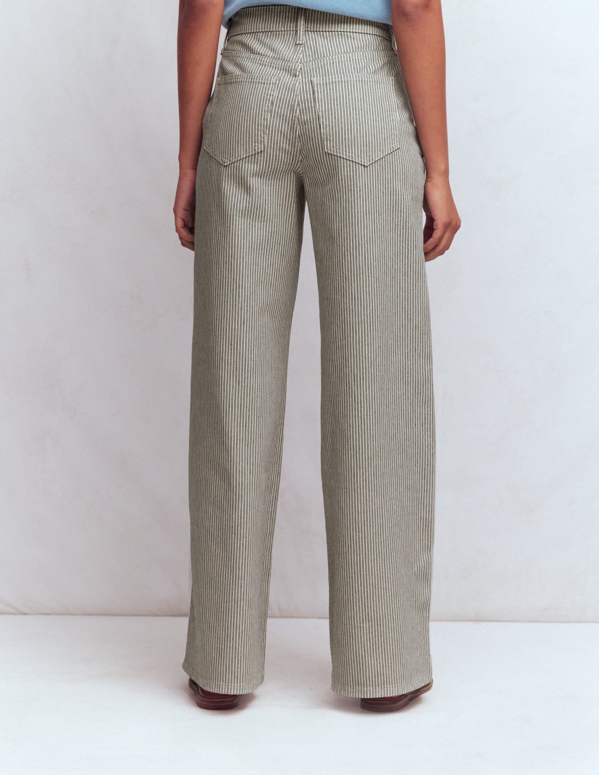 High Rise Wide Leg Jeans-Blue Stripe - Image 3