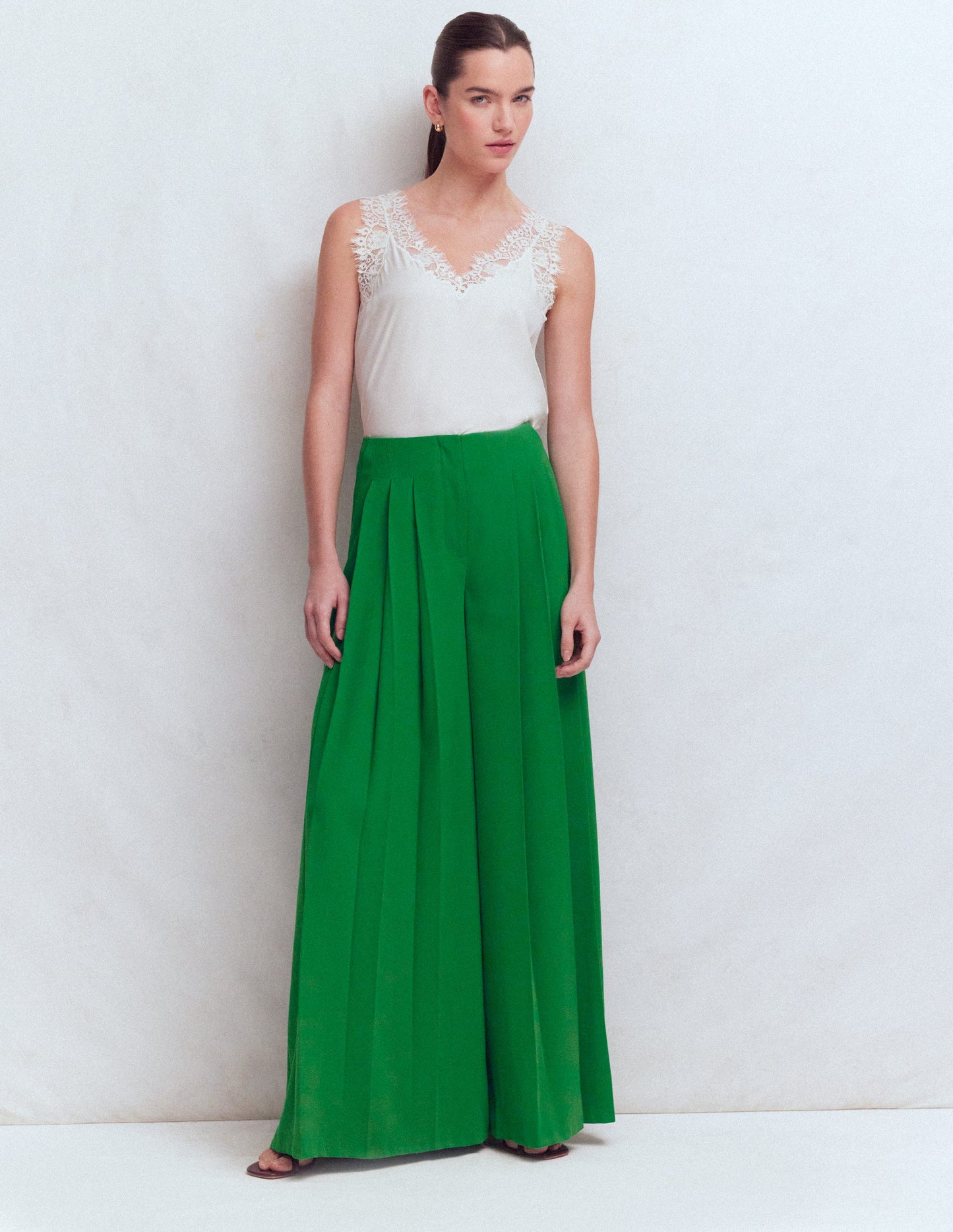 Regent Wide Leg Trousers-Rich Emerald