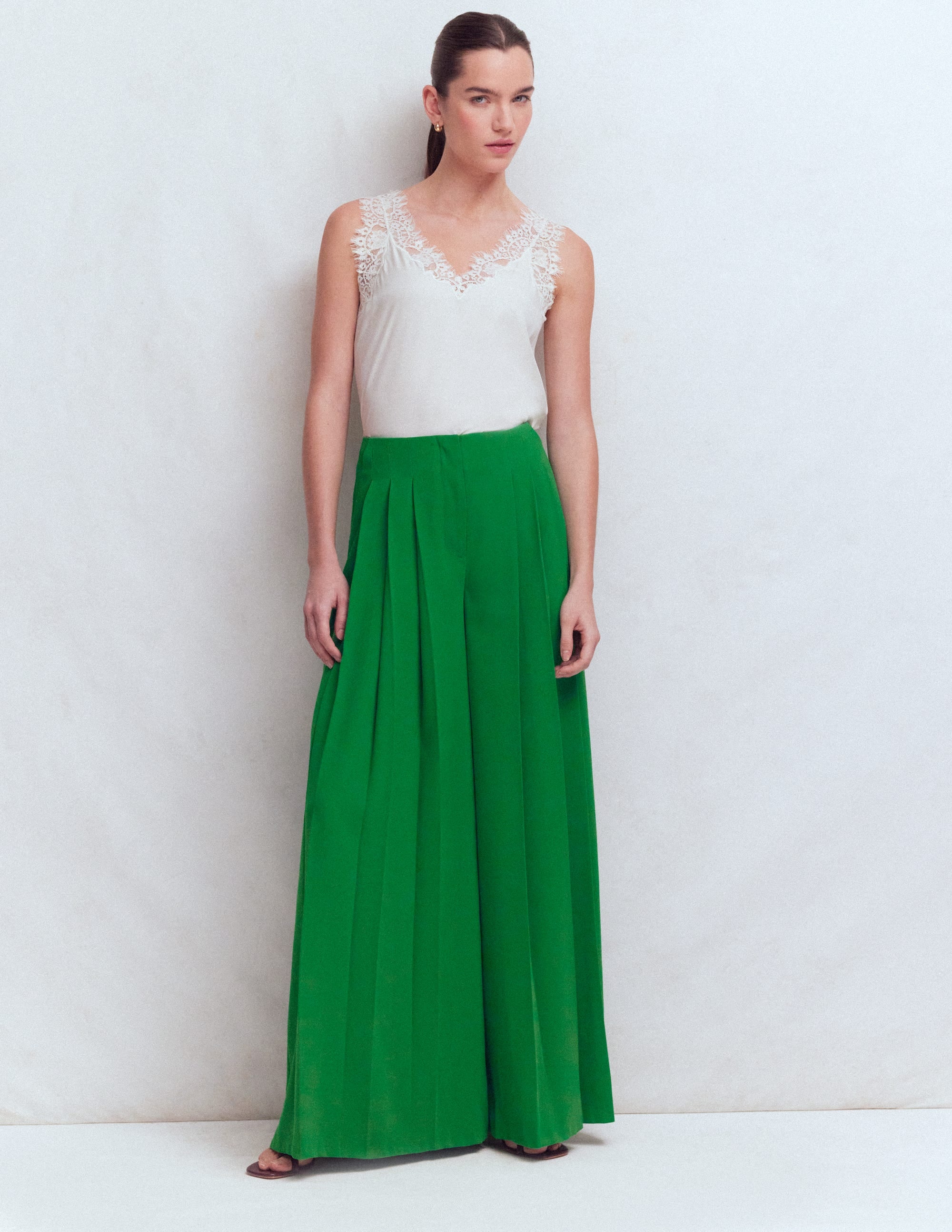 Regent Wide Leg Trousers-Rich Emerald - Image 1