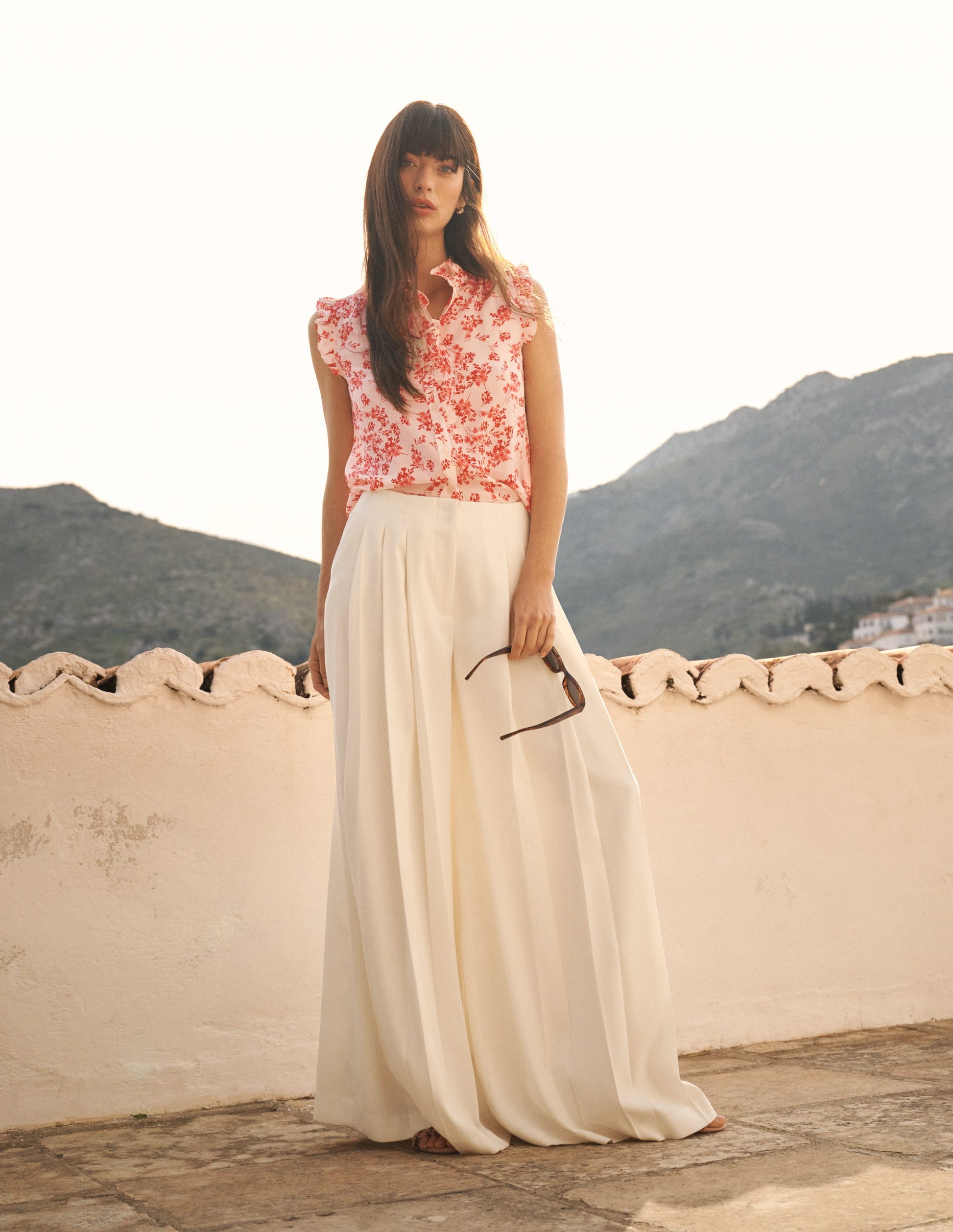 Regent Wide Leg Trousers-Ivory-1