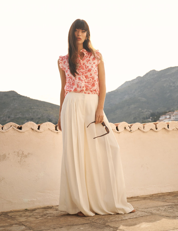 Regent Wide Leg Trousers-Ivory