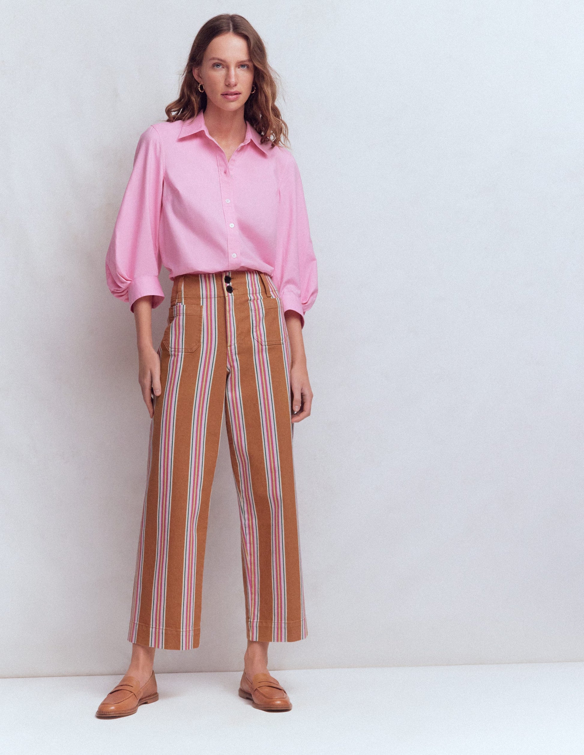 Primrose Patch Pocket Jeans-Cognac, Pink Stripe-2