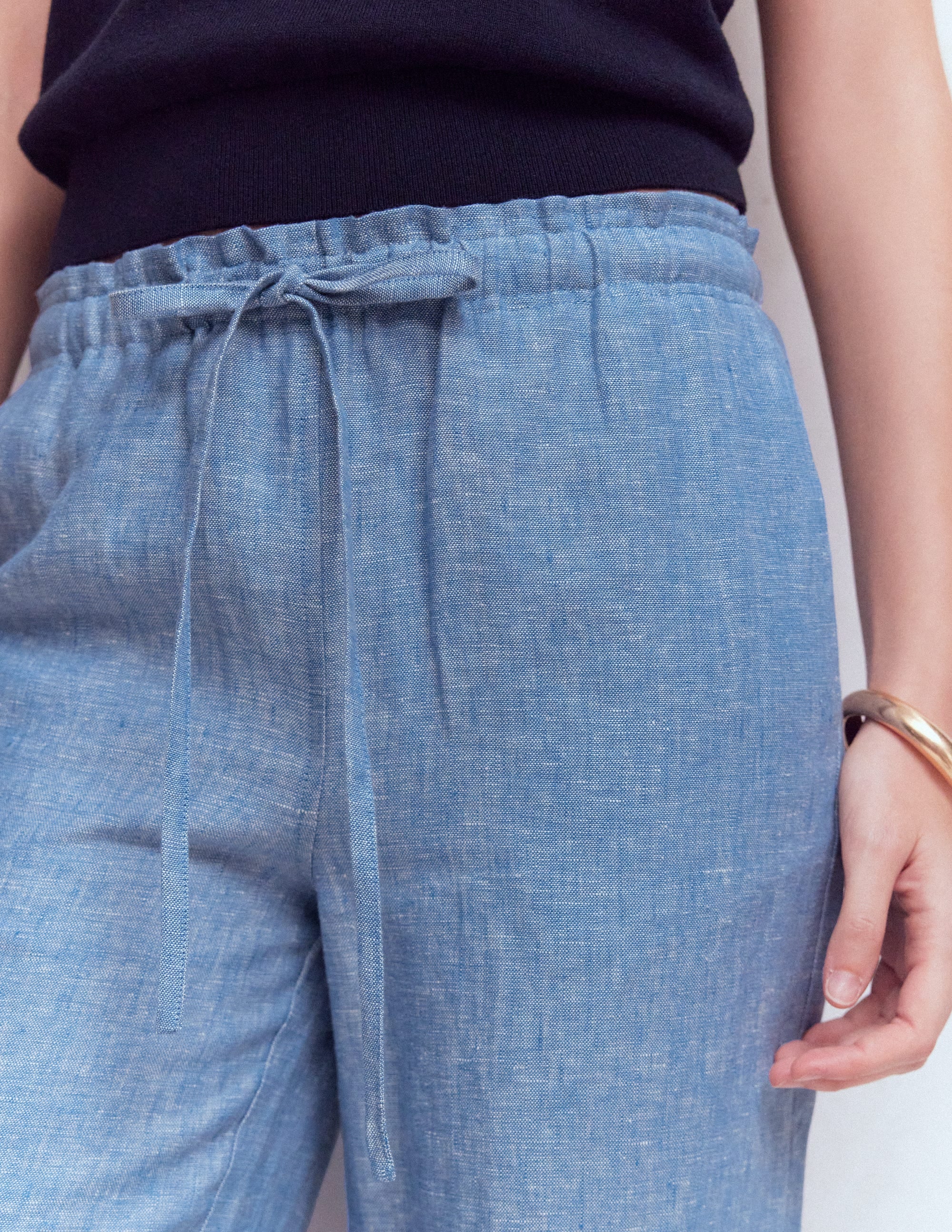 Islington Linen Trousers-Blue Chambray - Image 2