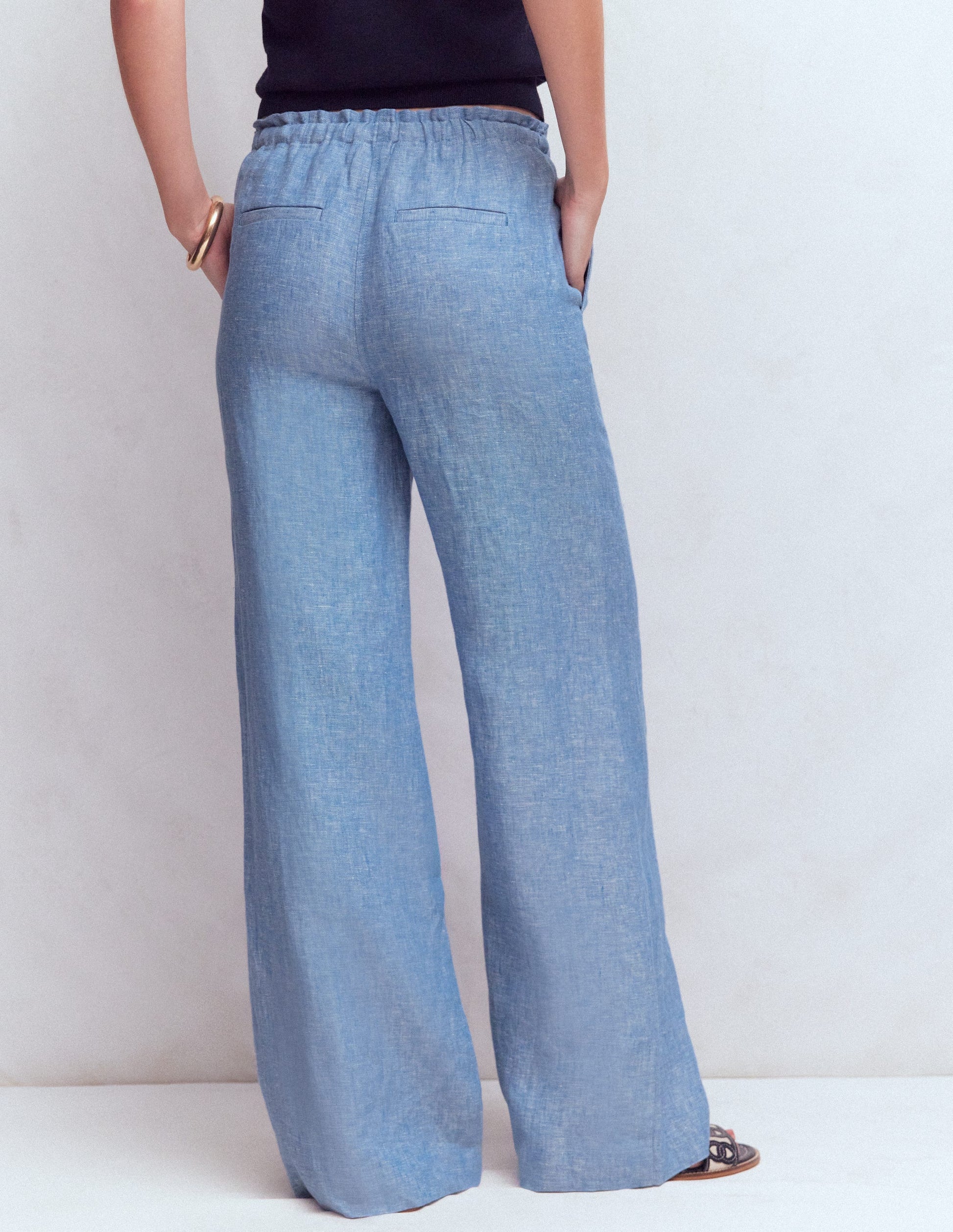 Islington Linen Trousers-Blue Chambray-3