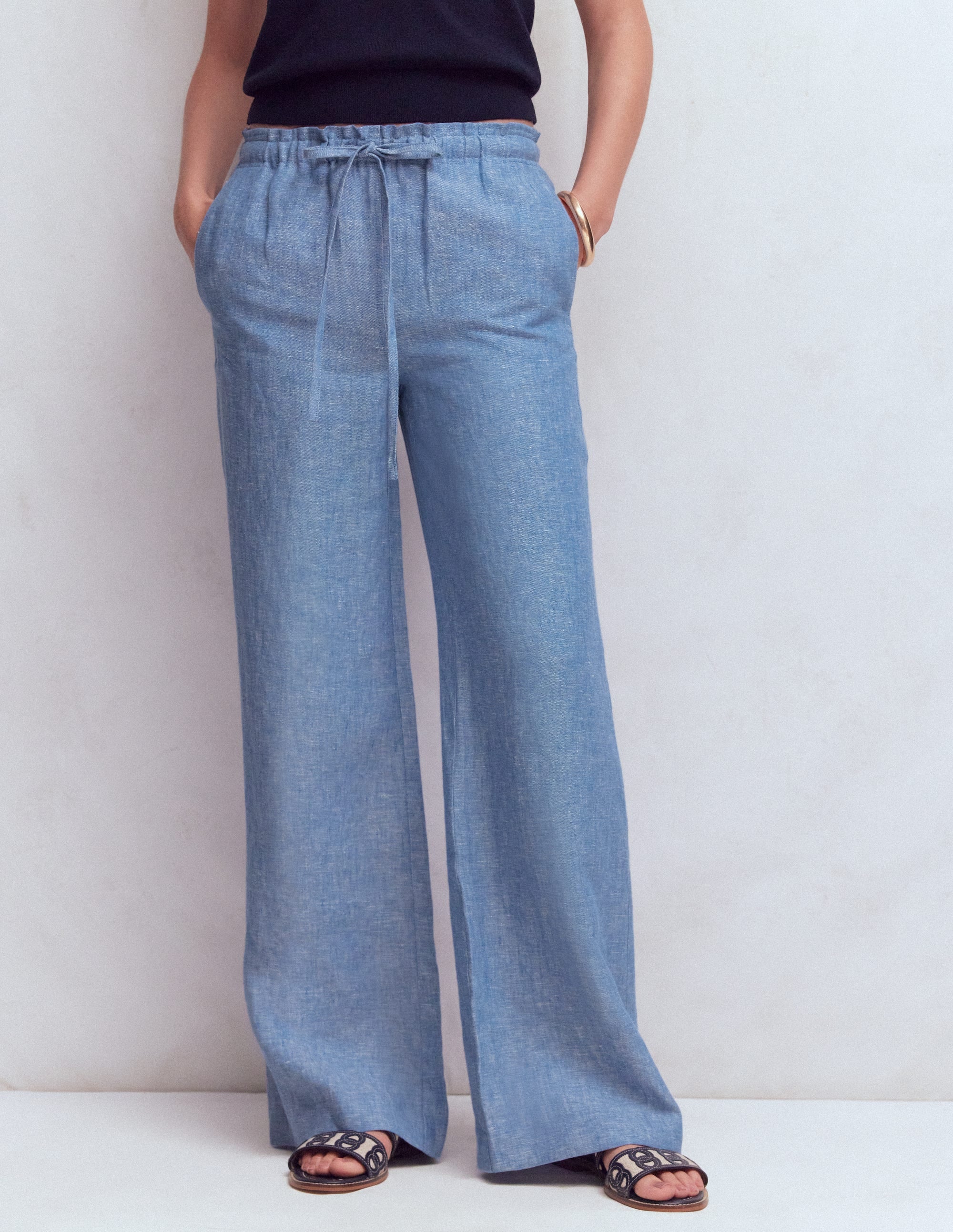 Islington Linen Trousers-Blue Chambray - Image 4