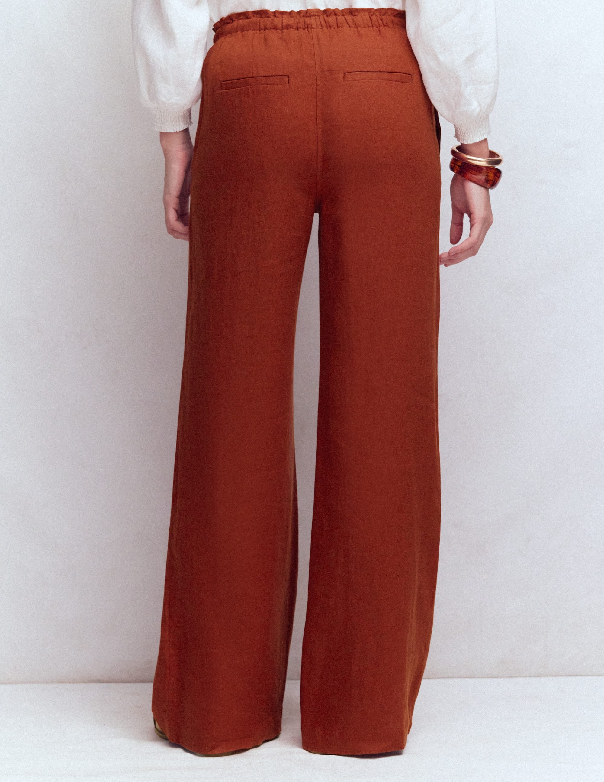 Islington Linen Trousers-Burnt Orange - Image 3