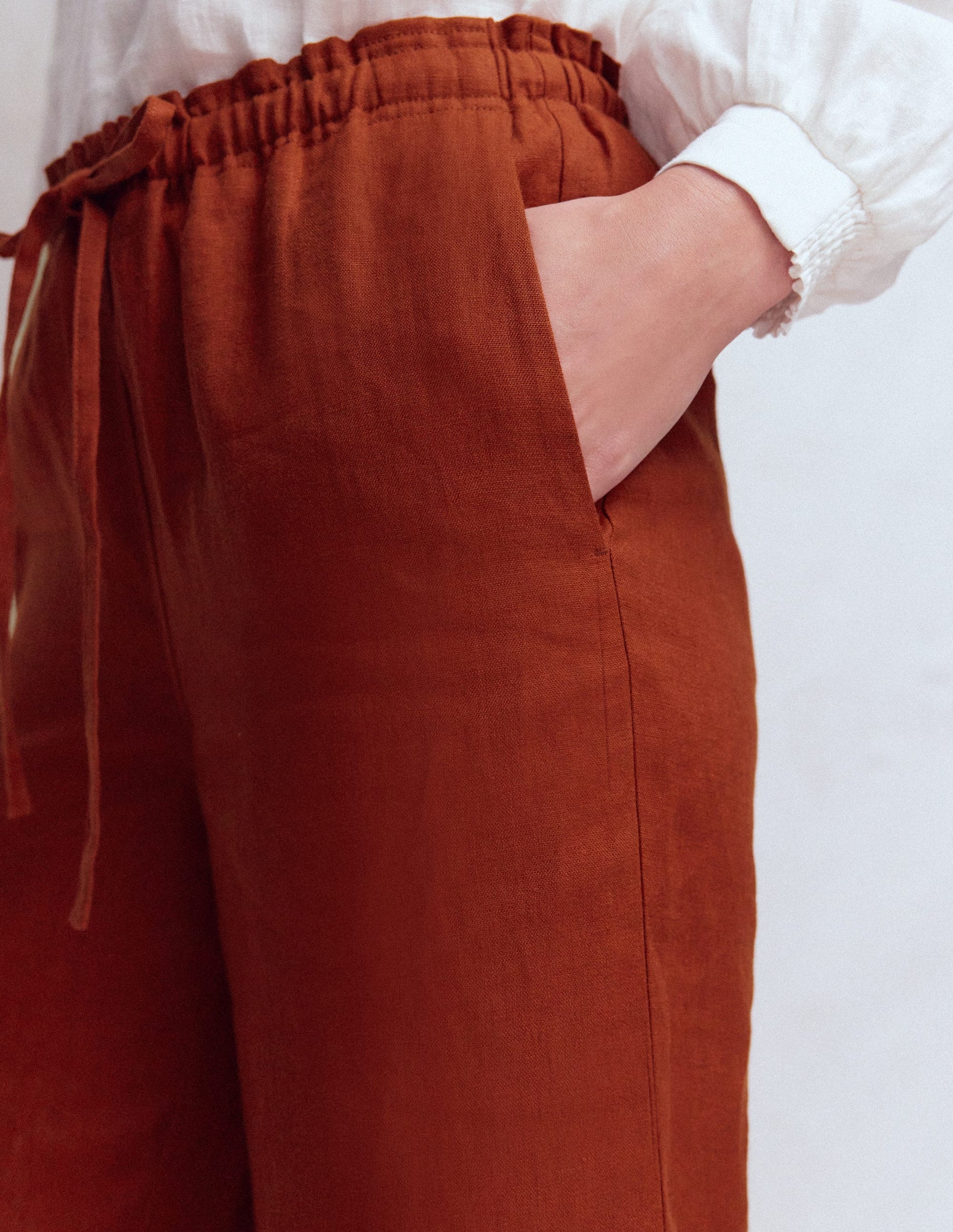 Islington Linen Trousers-Burnt Orange-5