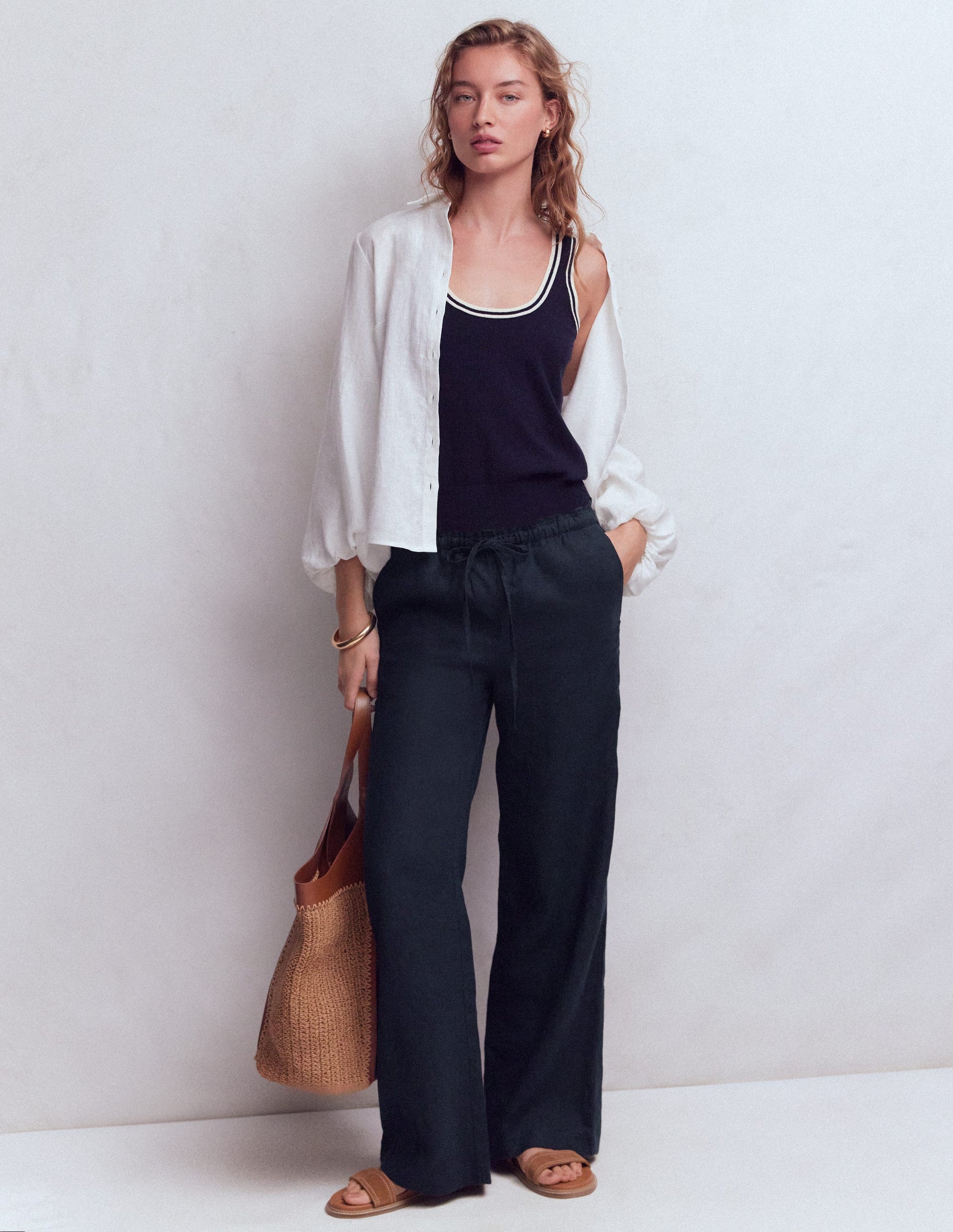 Islington Linen Trousers-Navy-1