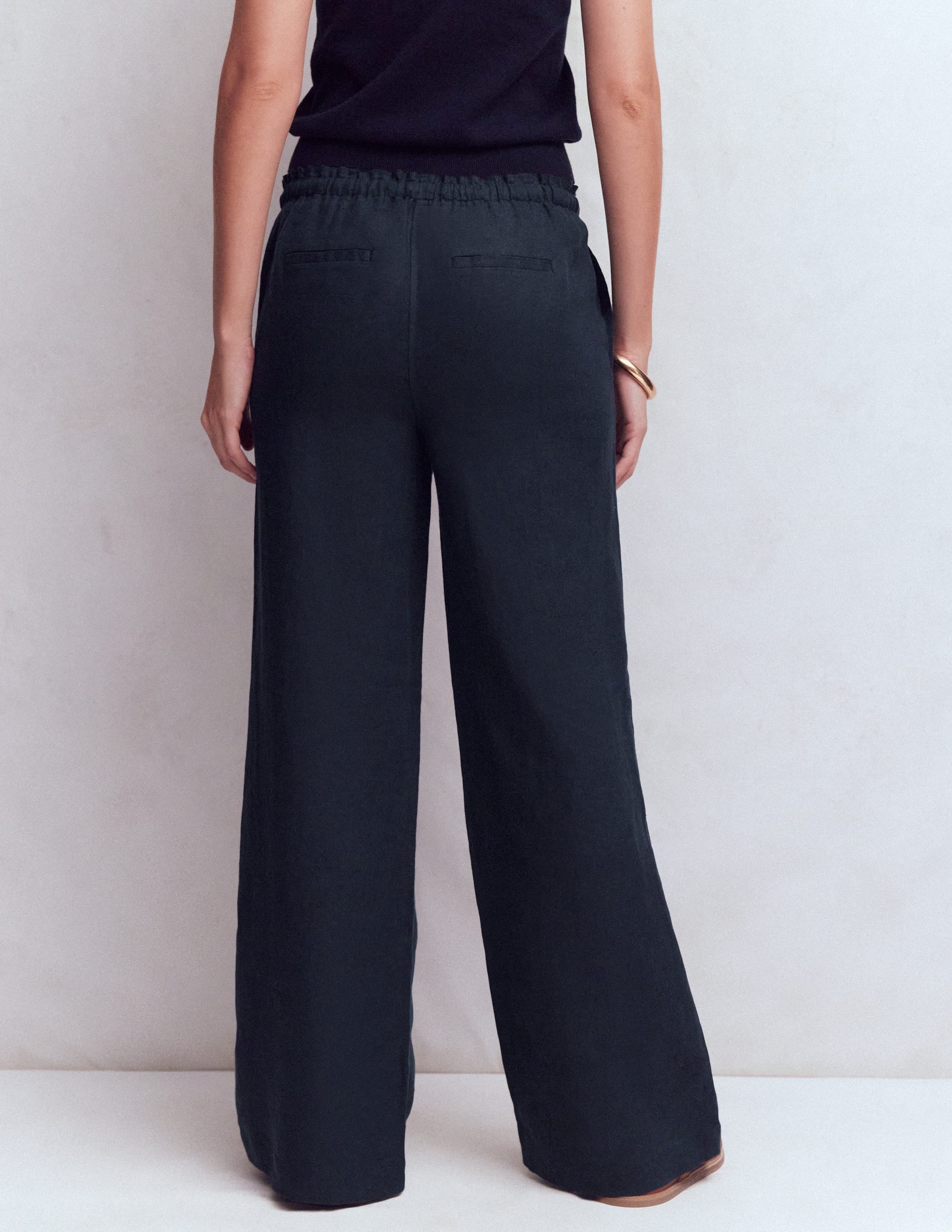 Islington Linen Trousers-Navy - Image 3