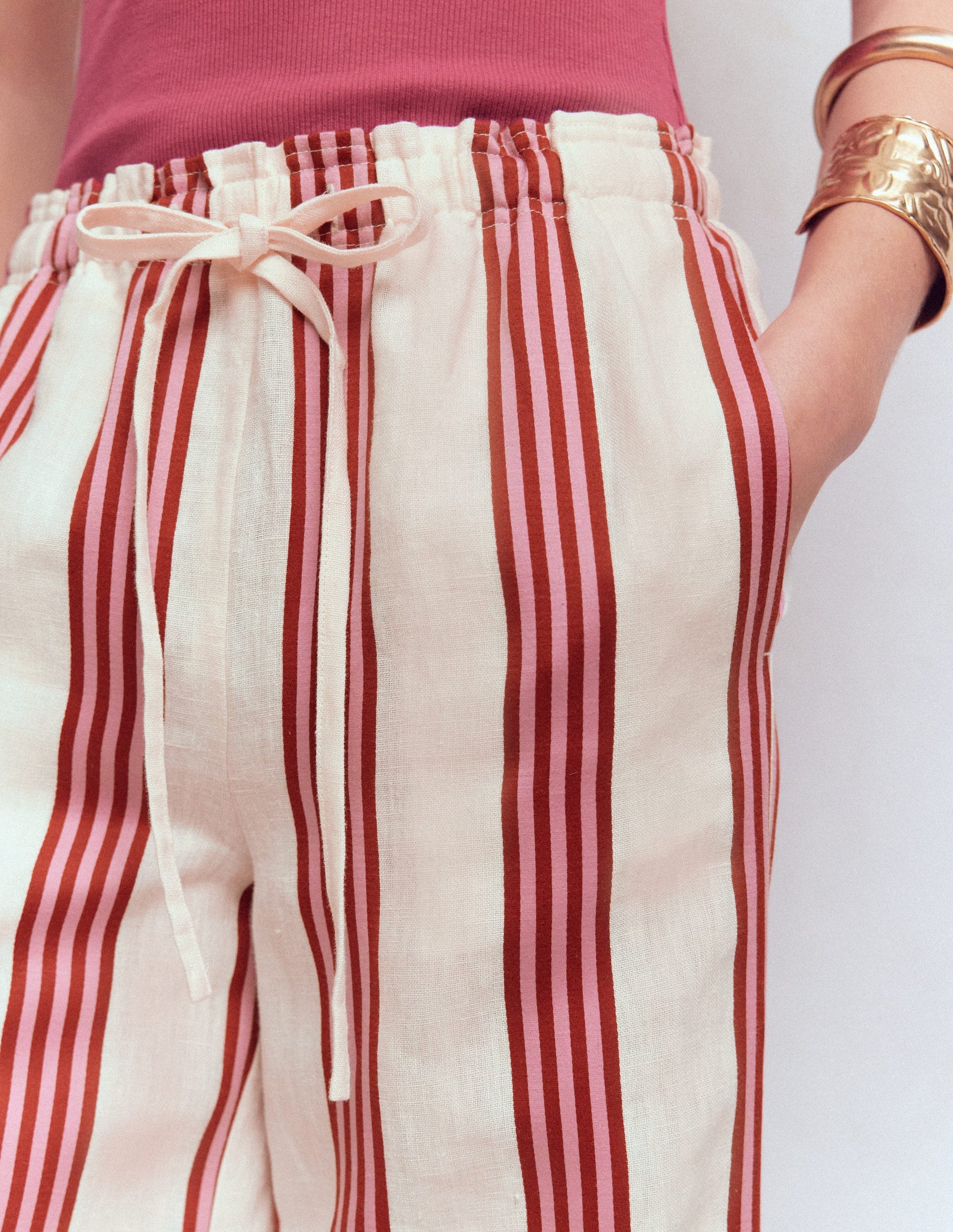 Islington Linen Trousers-Ivory, Brown & Pink Stripe-3