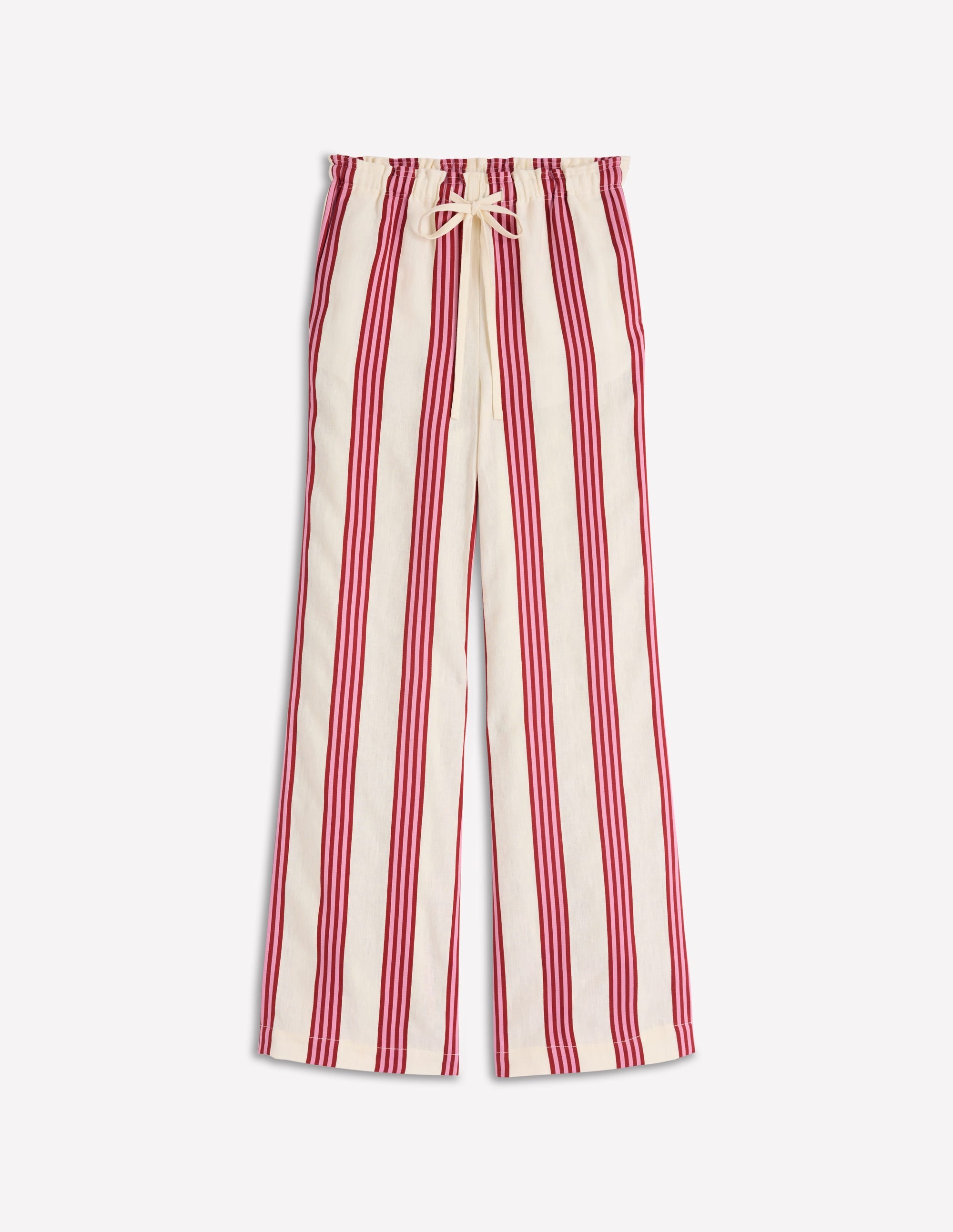 Islington Linen Trousers-Ivory, Brown & Pink Stripe - Image 7