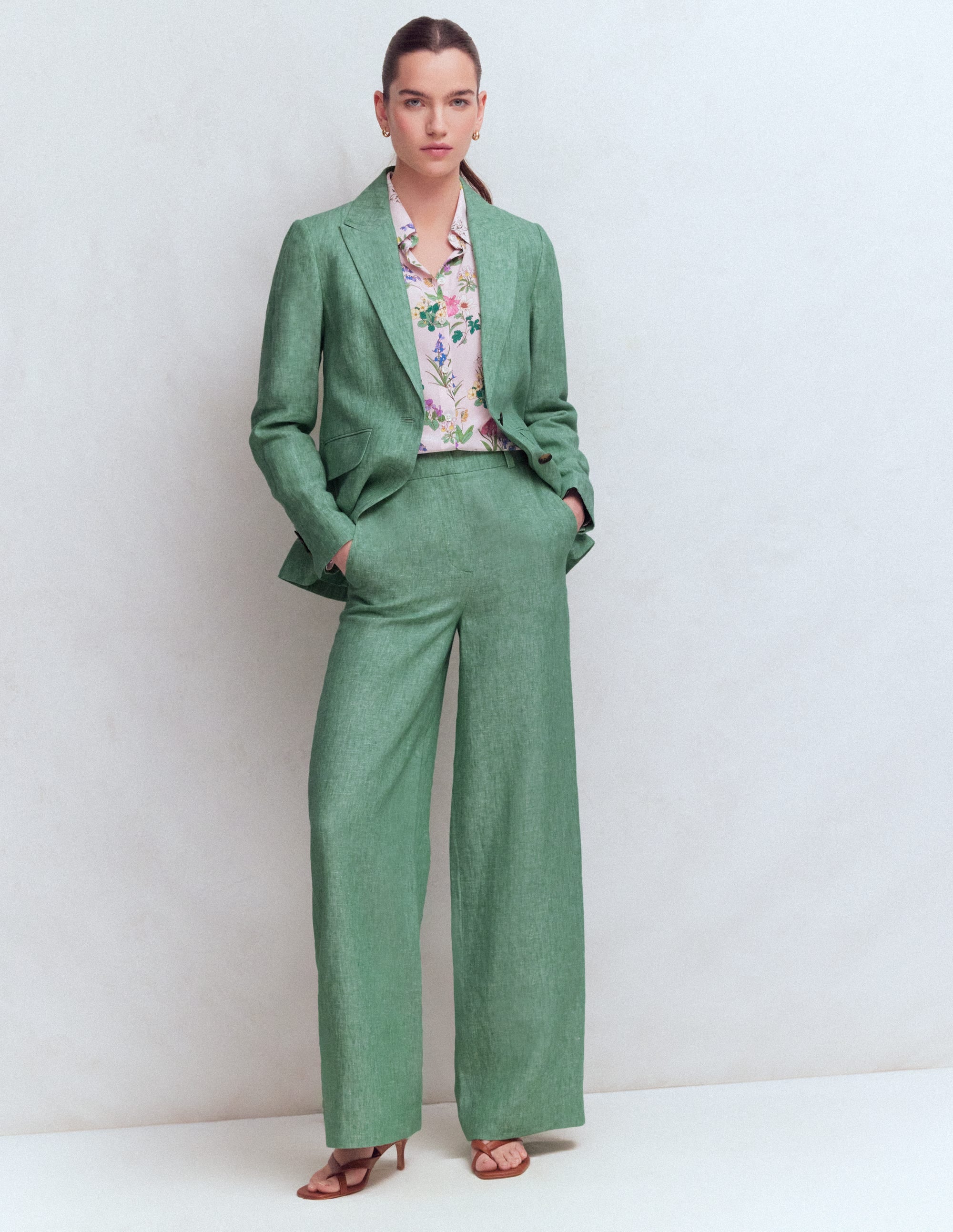 Belgravia Linen Trousers-Aloe Green Chambray - Image 1