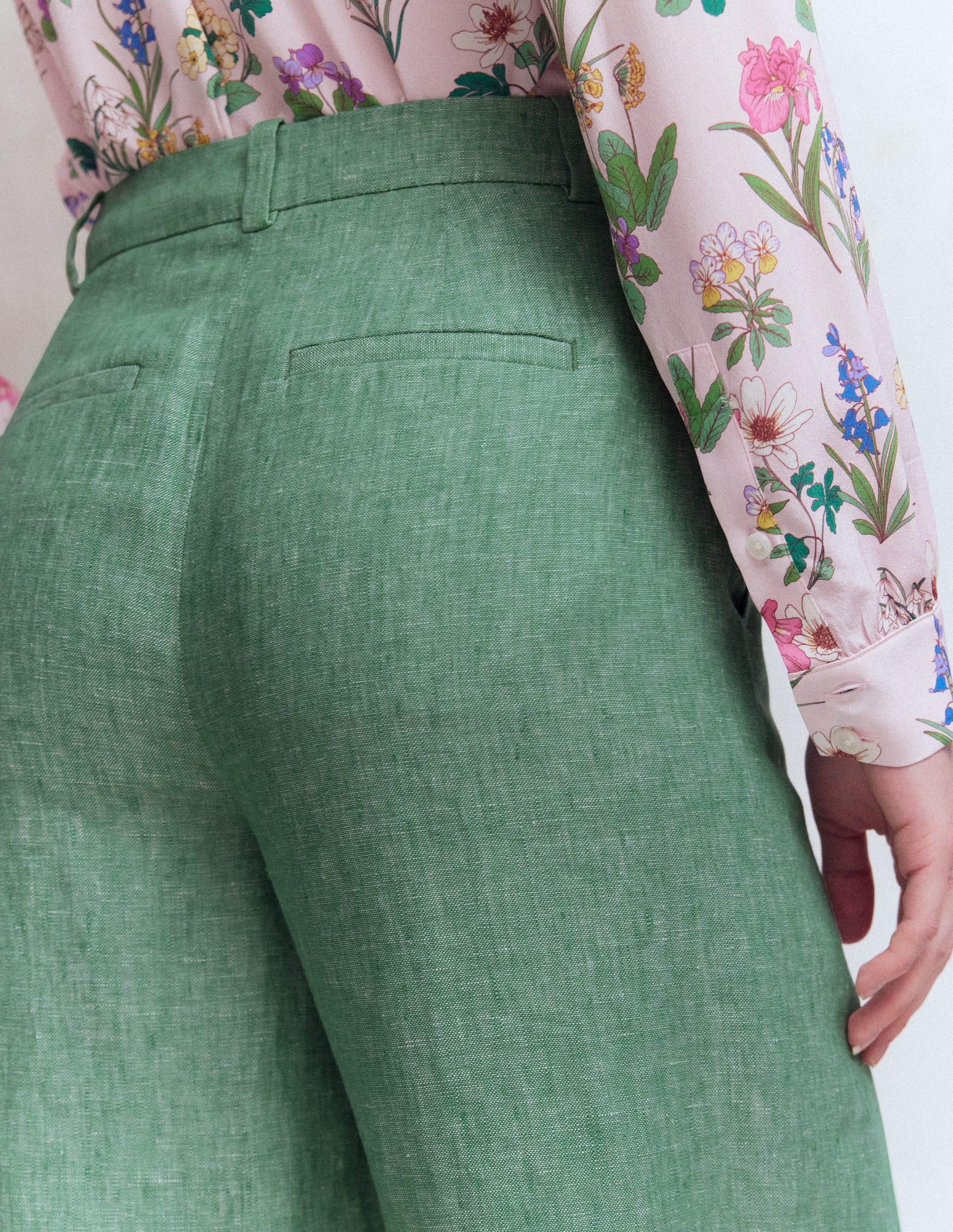 Belgravia Linen Trousers-Aloe Green Chambray - Image 2