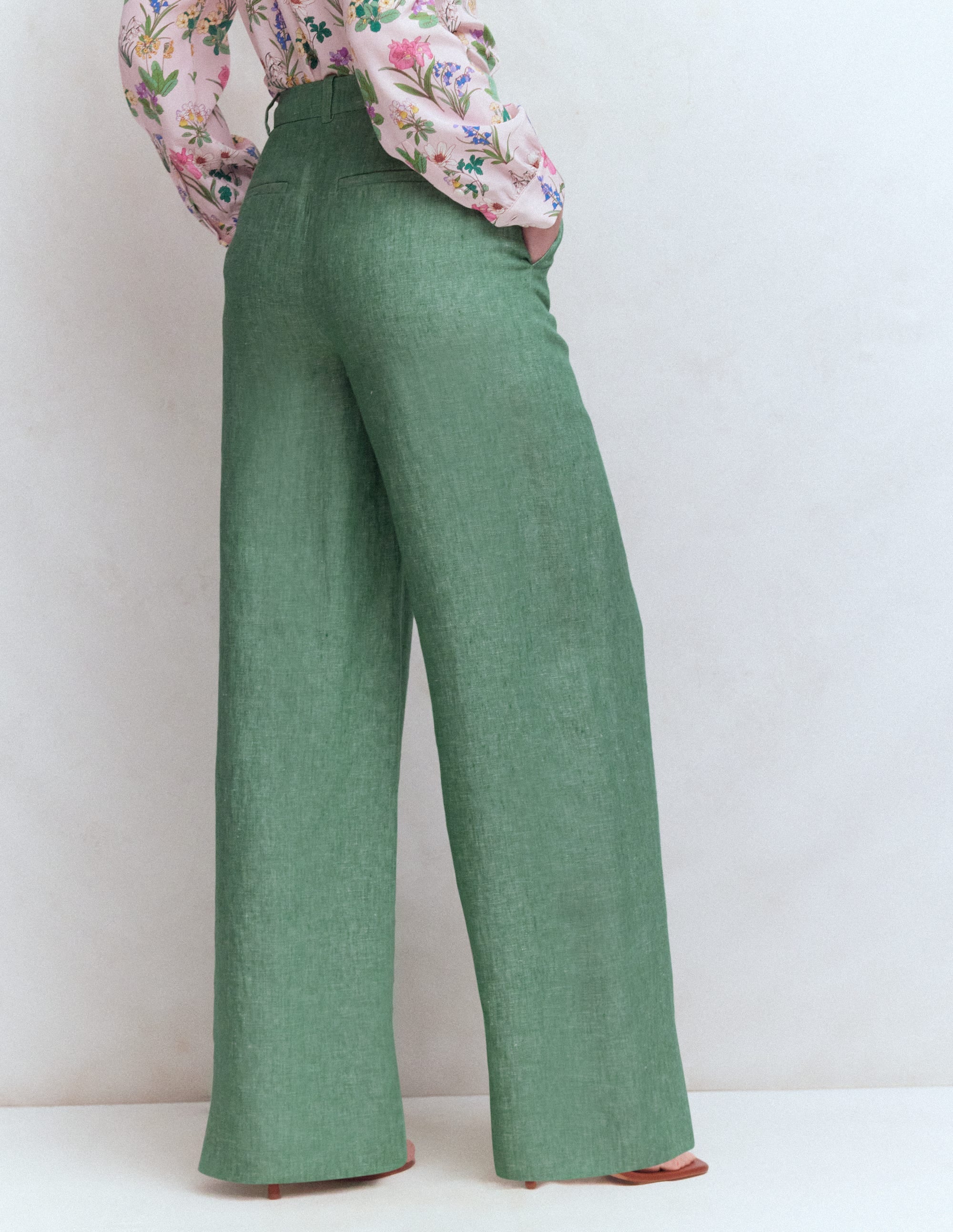 Belgravia Linen Trousers-Aloe Green Chambray - Image 3