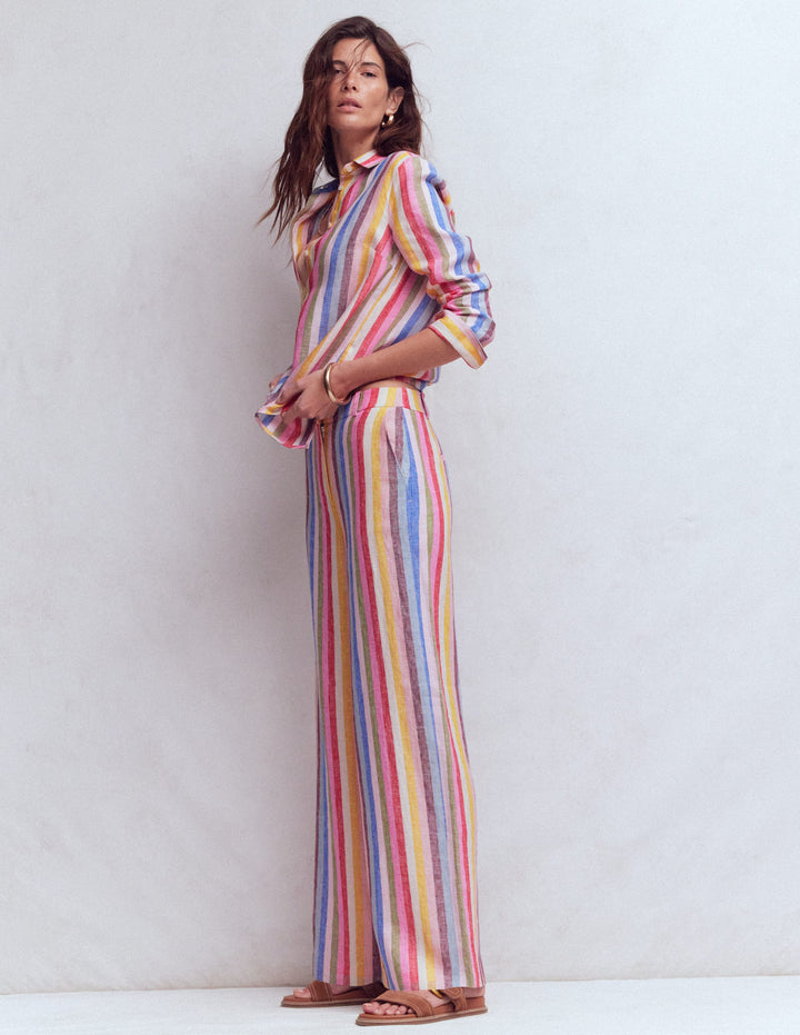 Belgravia Linen Trousers-Multi Stripe