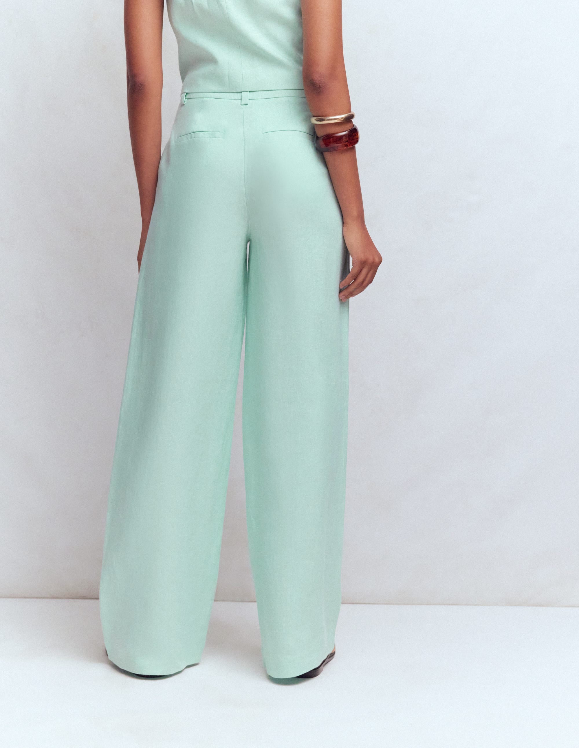 Belgravia Linen Trousers-Spearmint - Image 3