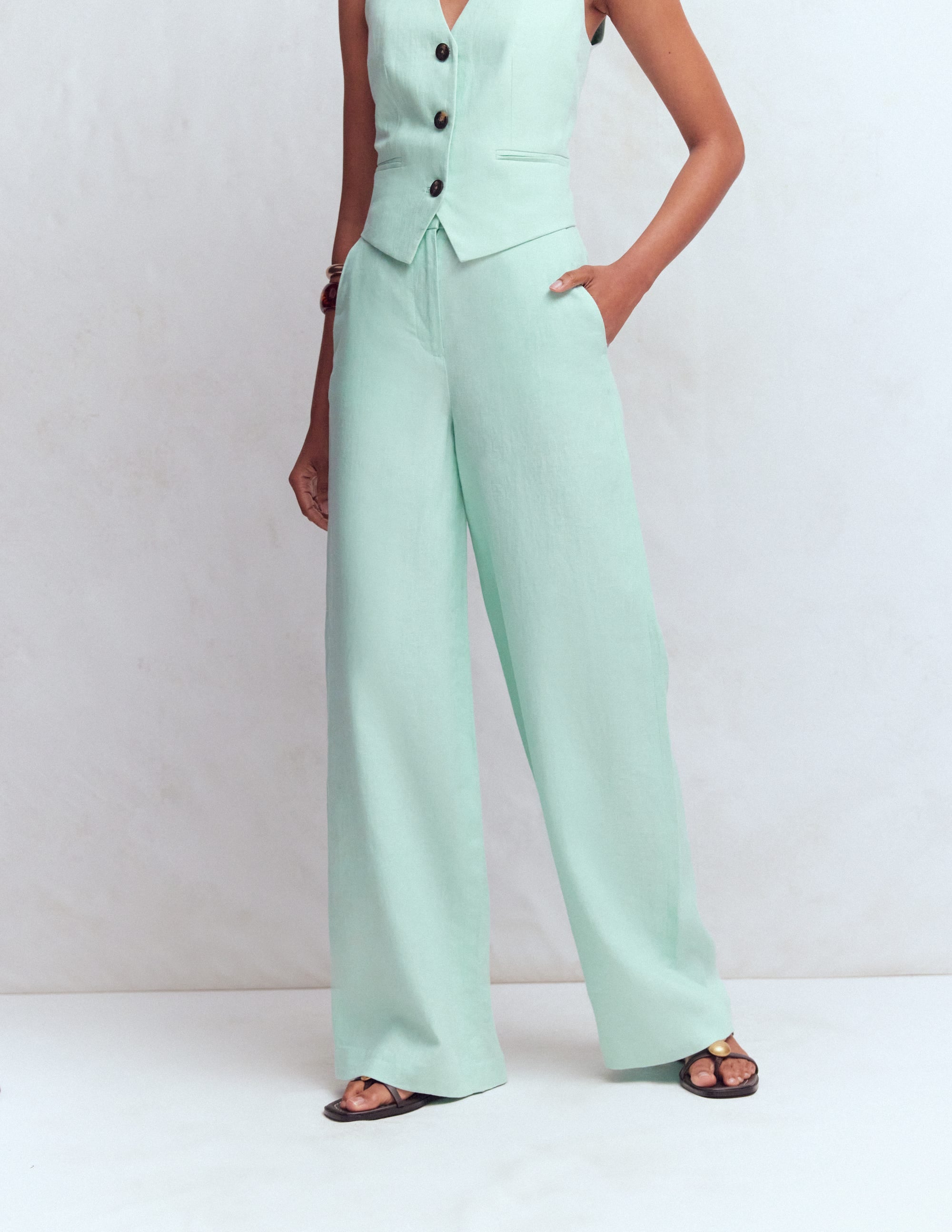 Belgravia Linen Trousers-Spearmint - Image 4