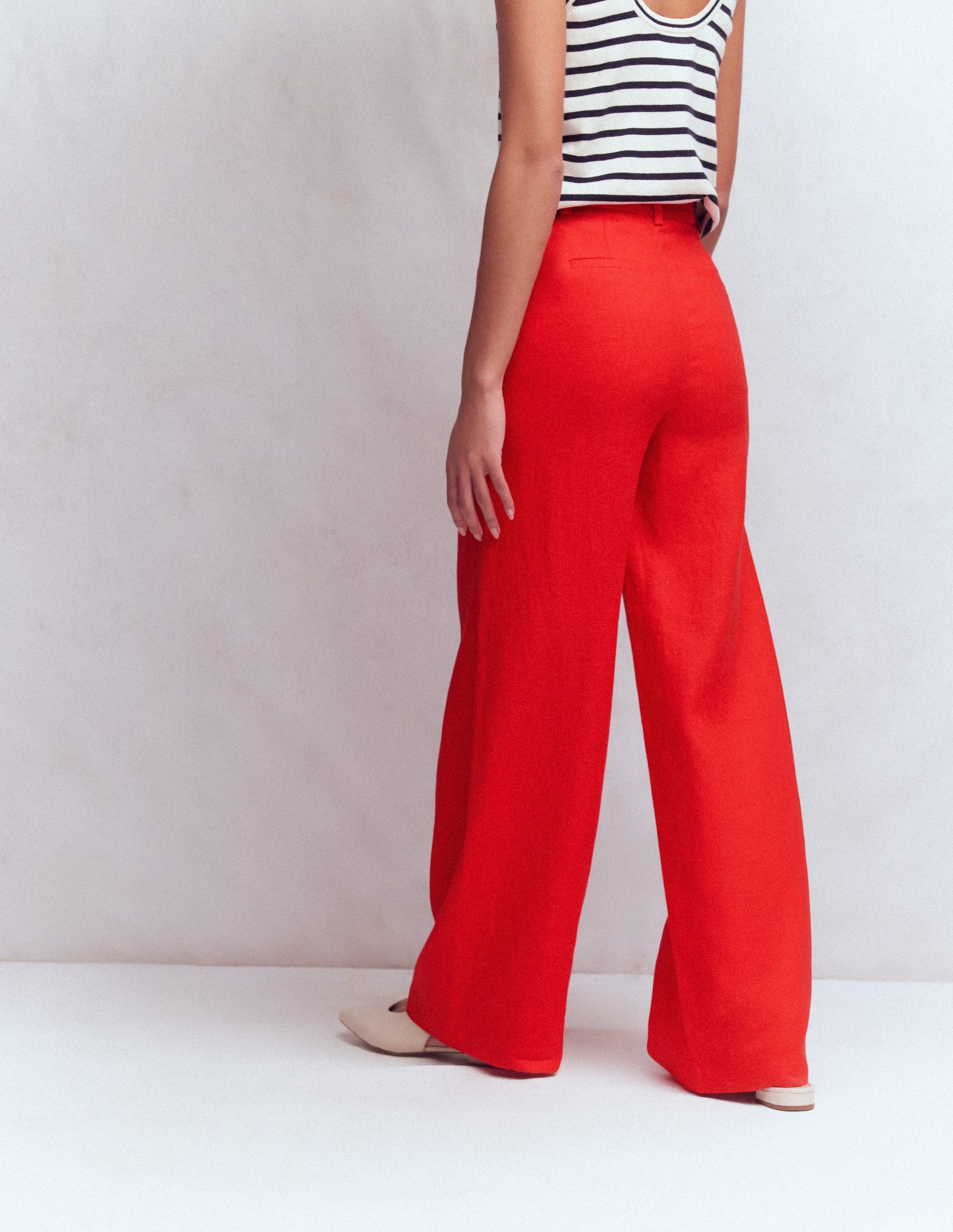 Belgravia Linen Trousers-Bright Cherry-3