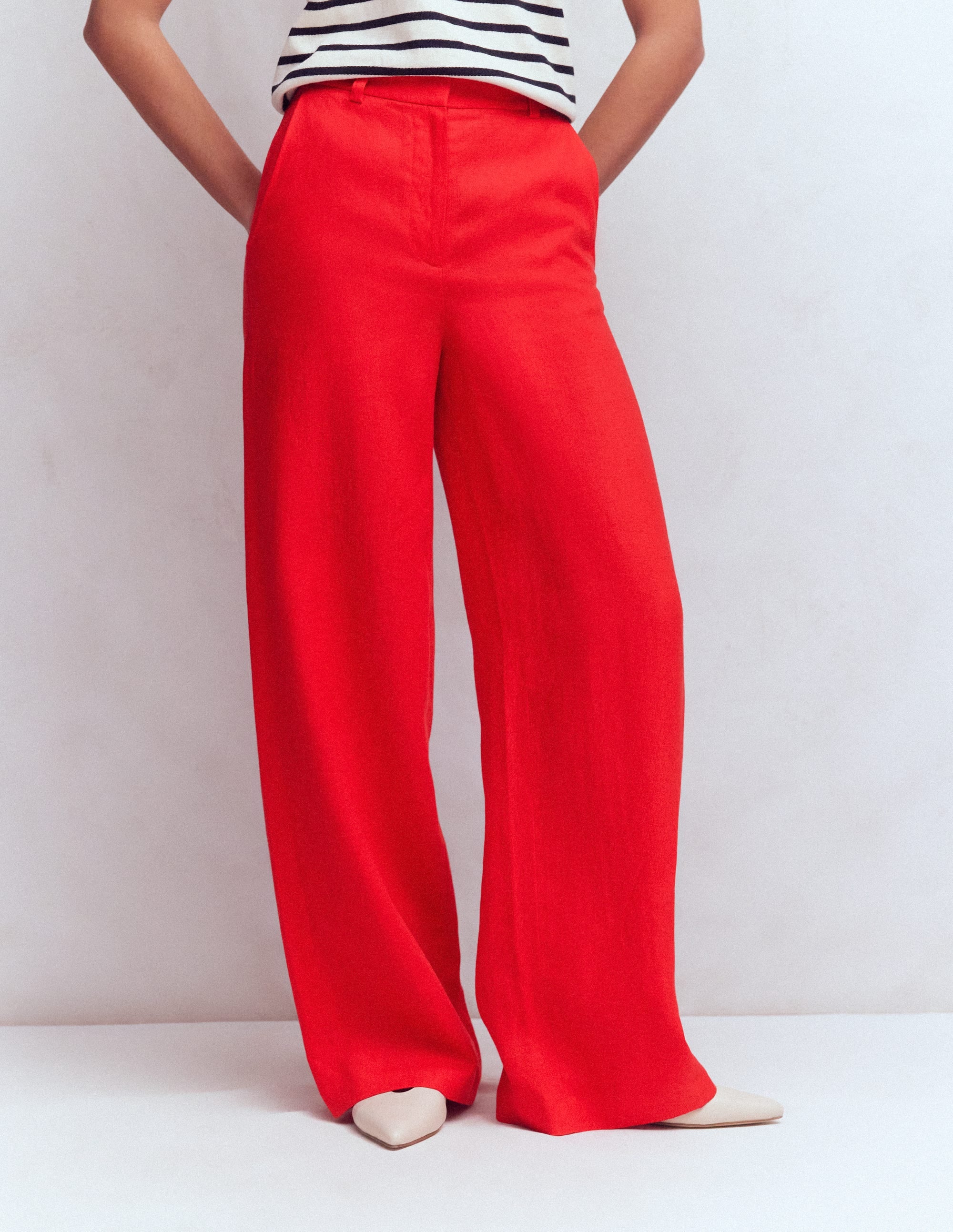 Belgravia Linen Trousers - Bright Cherry | Boden UK