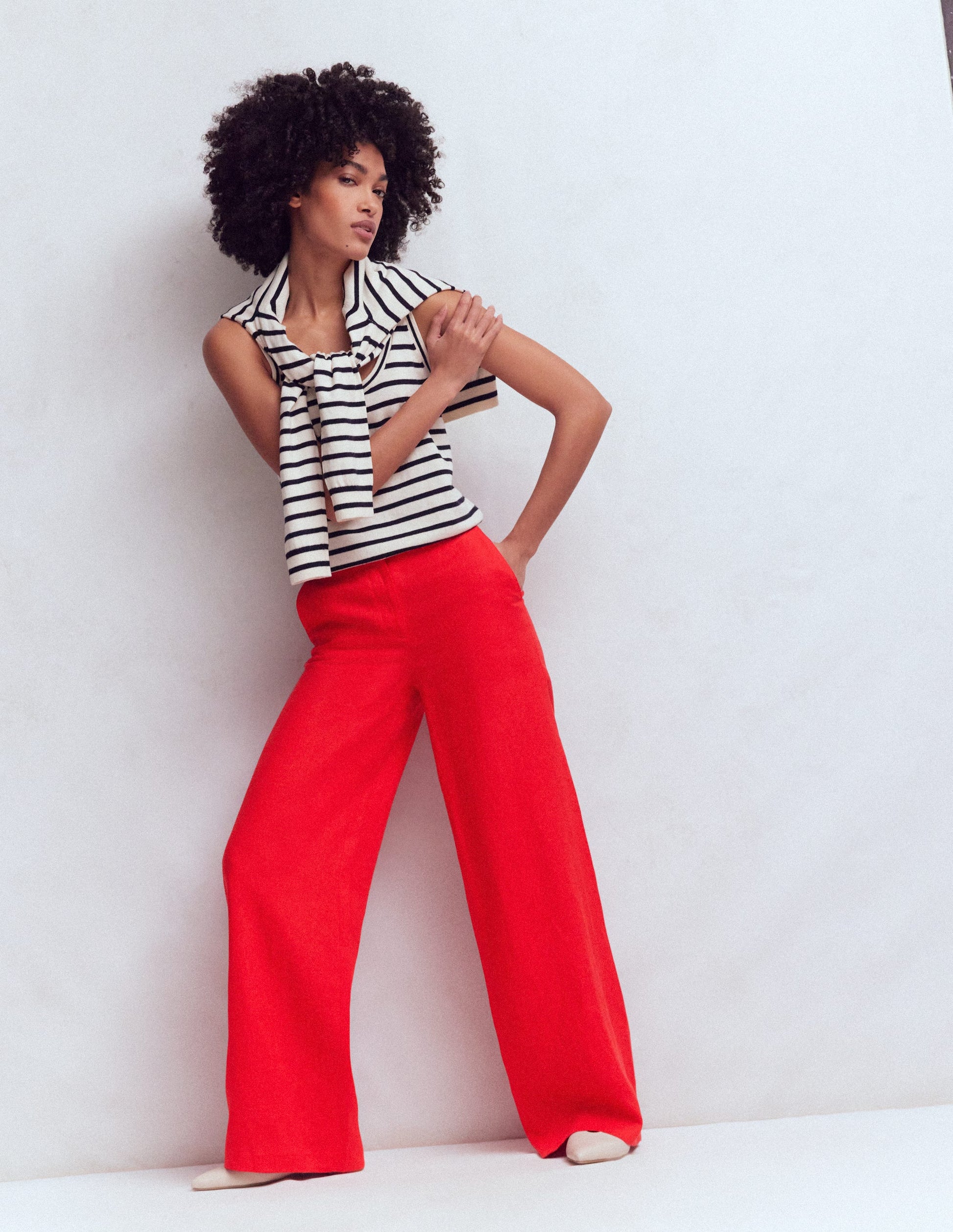 Belgravia Linen Trousers-Bright Cherry-5