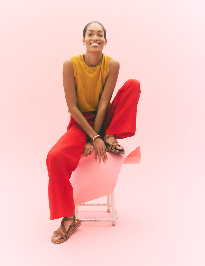 Belgravia Linen Trousers-Bright Cherry