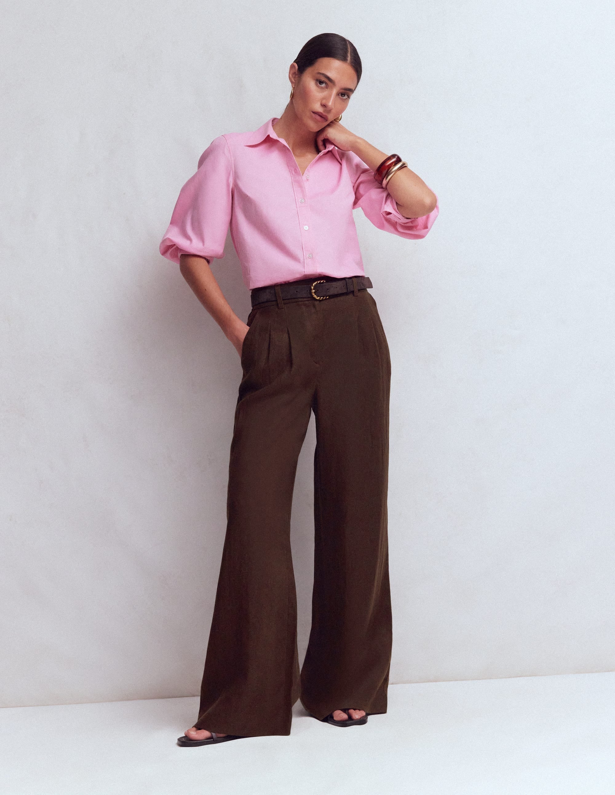 Kensington Linen Trousers-Bitter Chocolate - Image 1
