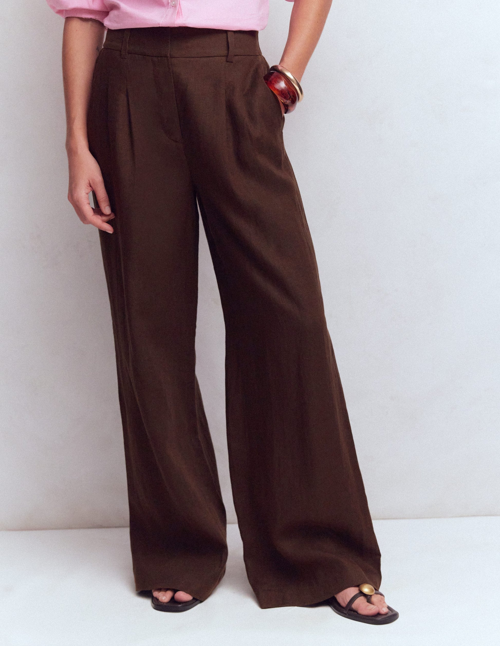 Kensington Linen Trousers-Bitter Chocolate-3