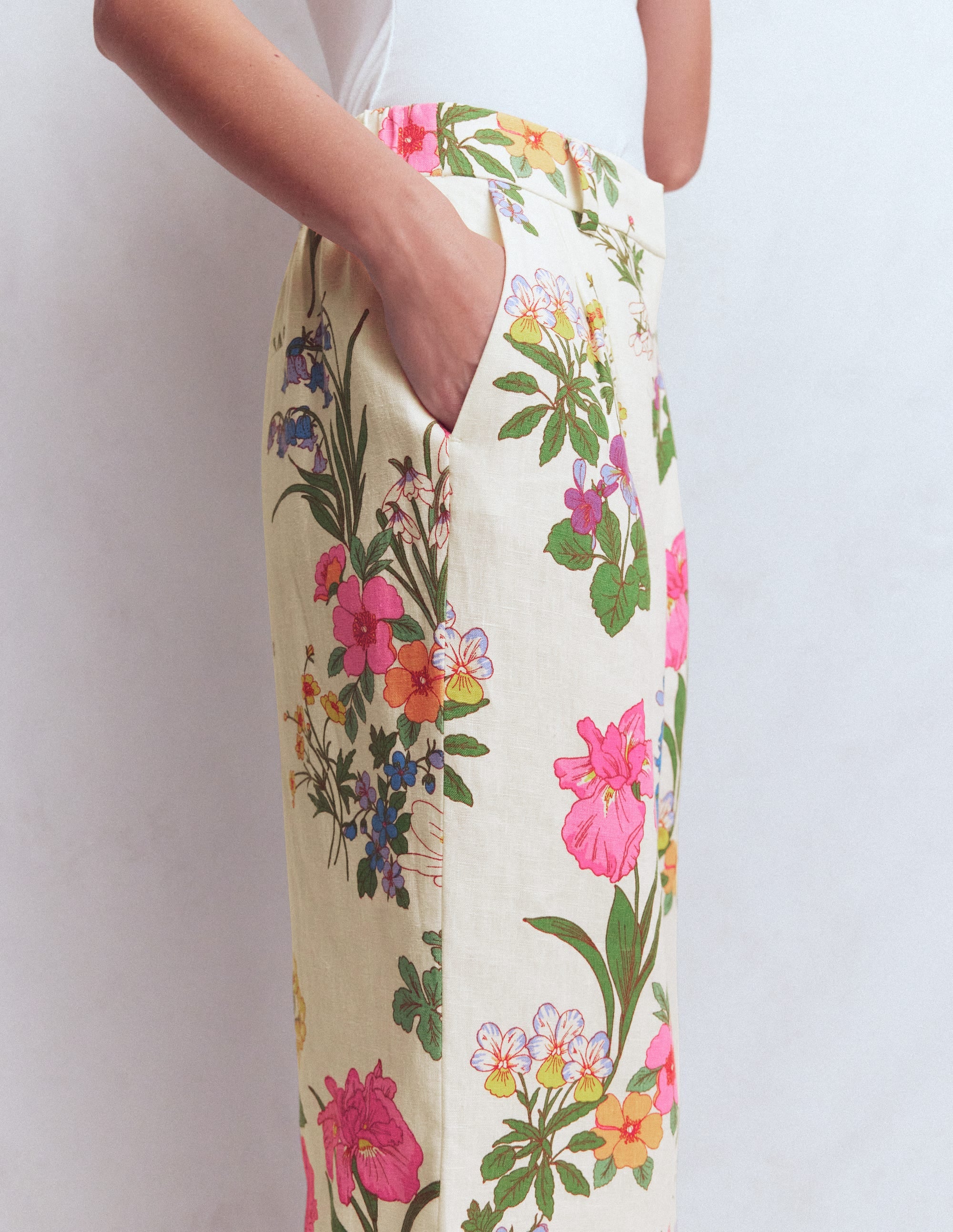 Kensington Linen Trousers-Ivory, Delicate Blossom - Image 2