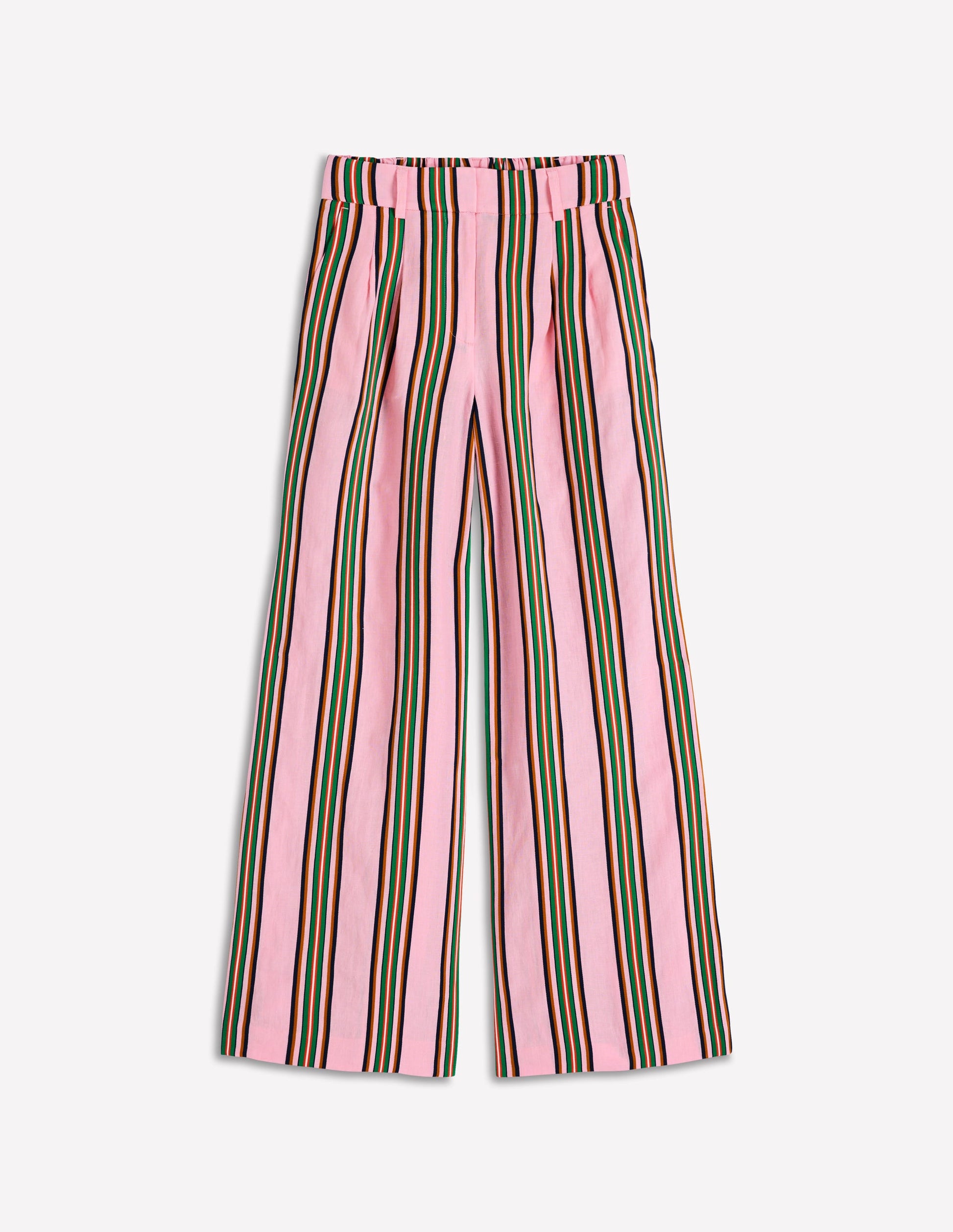 Kensington Linen Trousers-Pink and Green Stripe-7