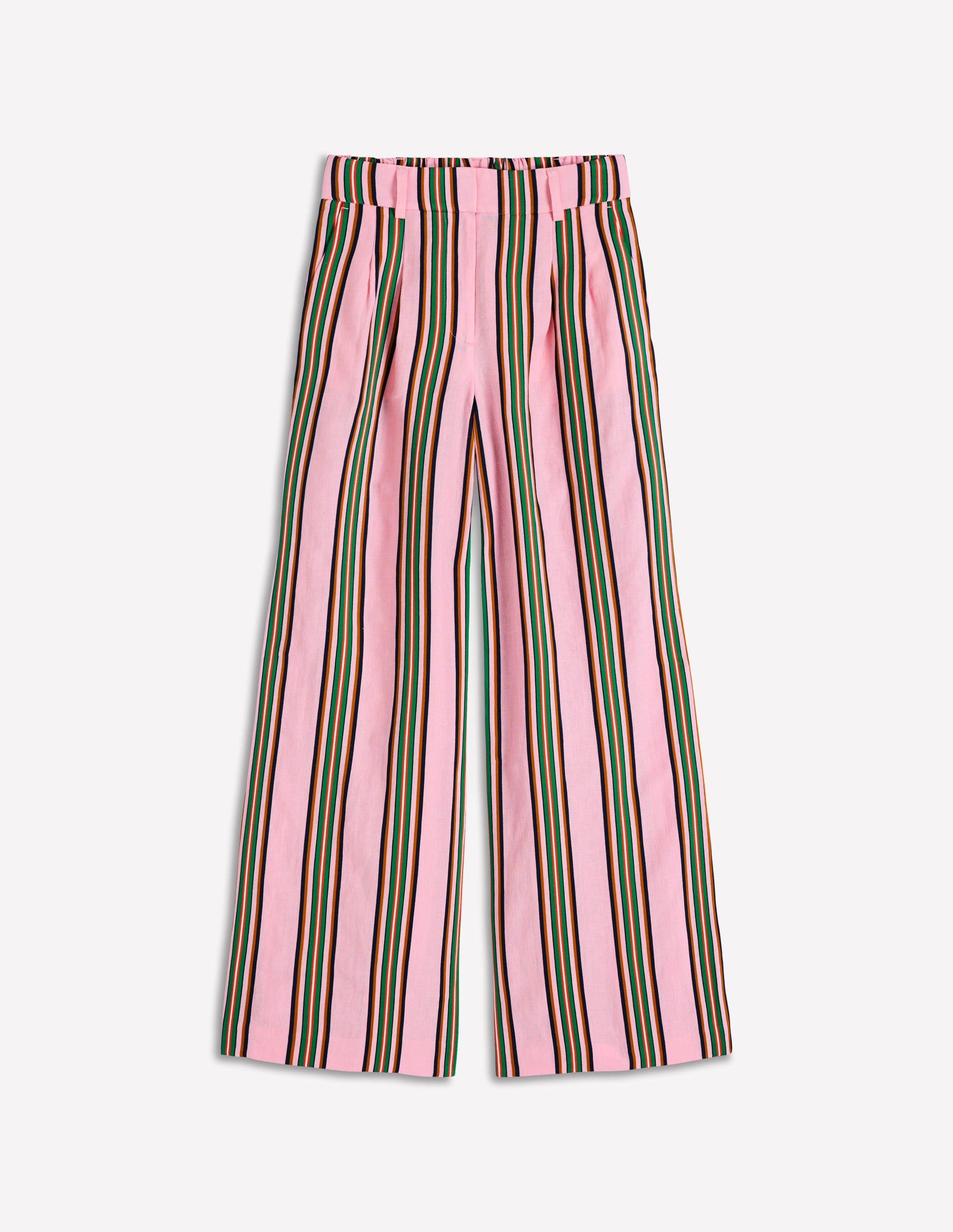 Kensington Linen Trousers-Pink and Green Stripe - Image 7
