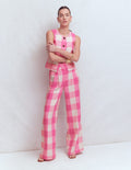 Kensington Linen Trousers-Pink Punch Gingham