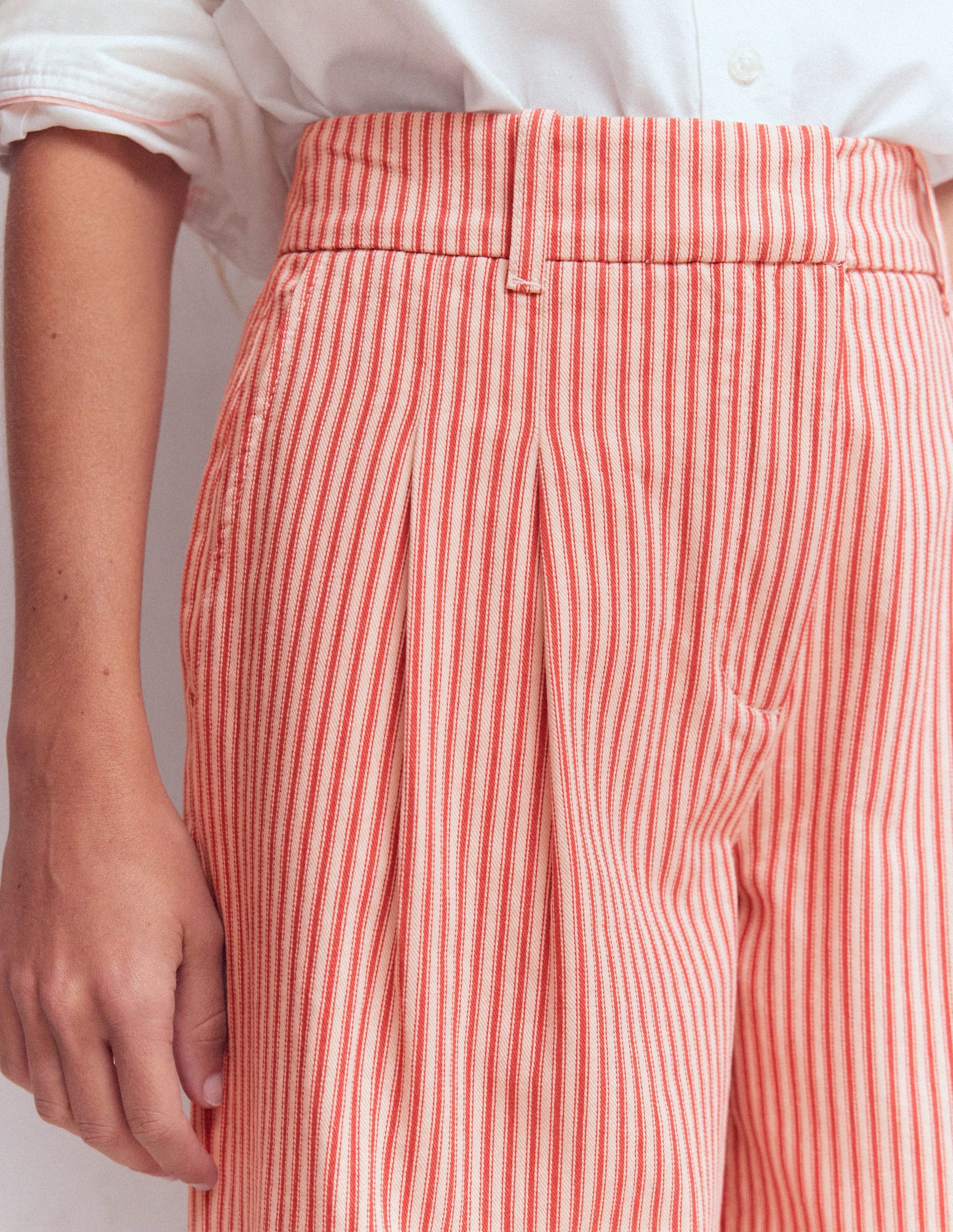 Kensington Wide Leg Trousers-Red Ticking Stripe-2