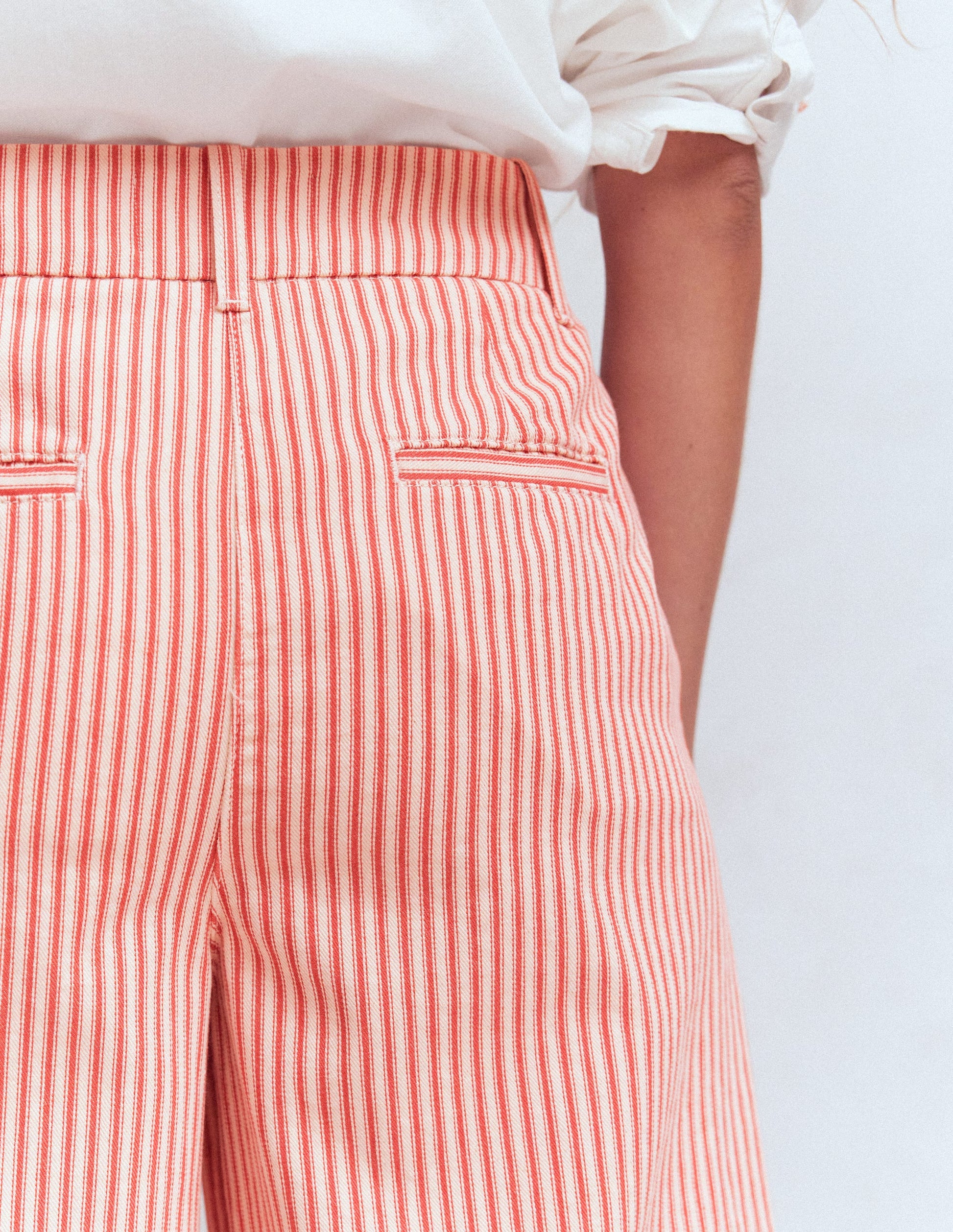 Kensington Wide Leg Trousers-Red Ticking Stripe-5