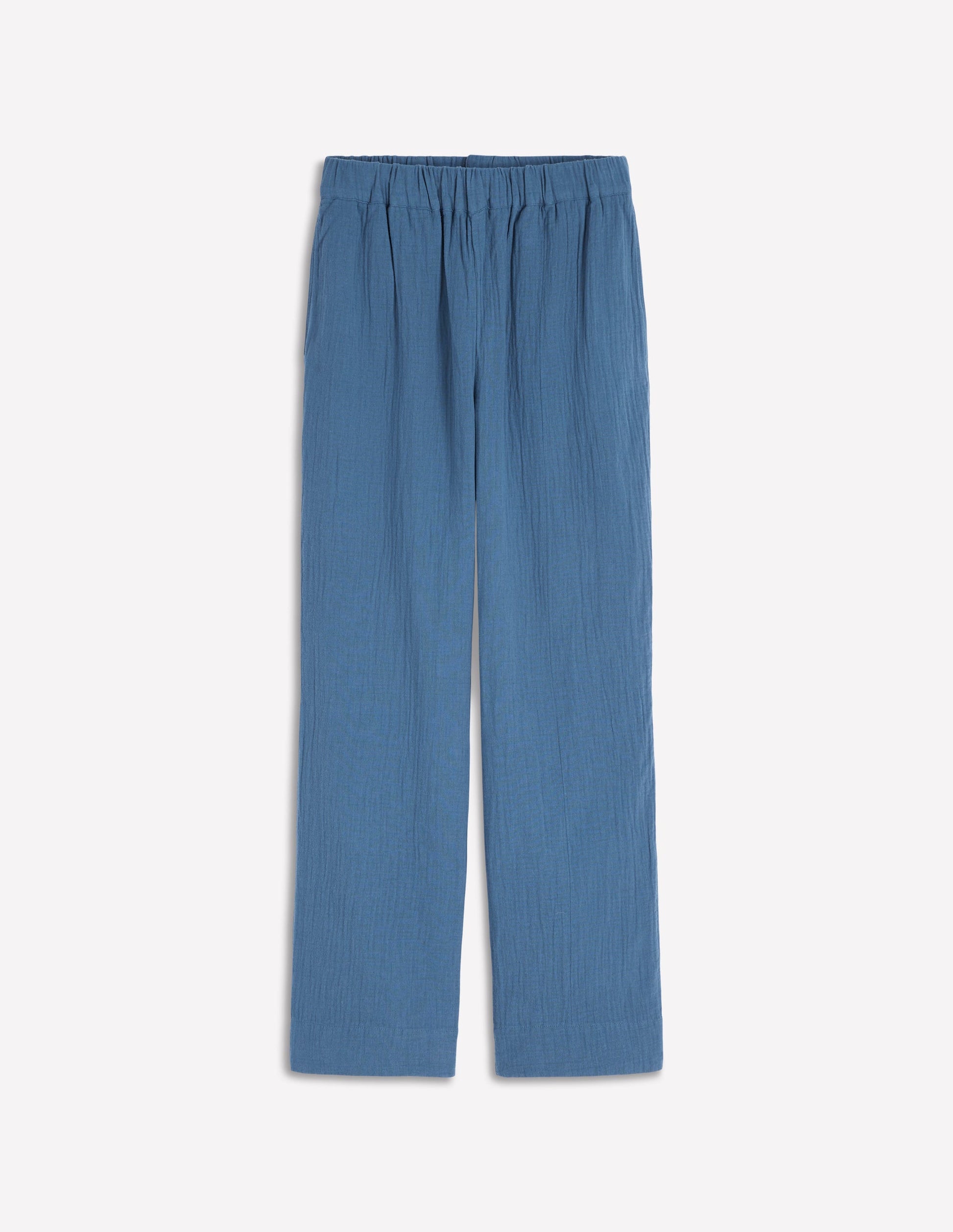 Pull-on Double Cloth Trousers-Tourmaline Blue-5