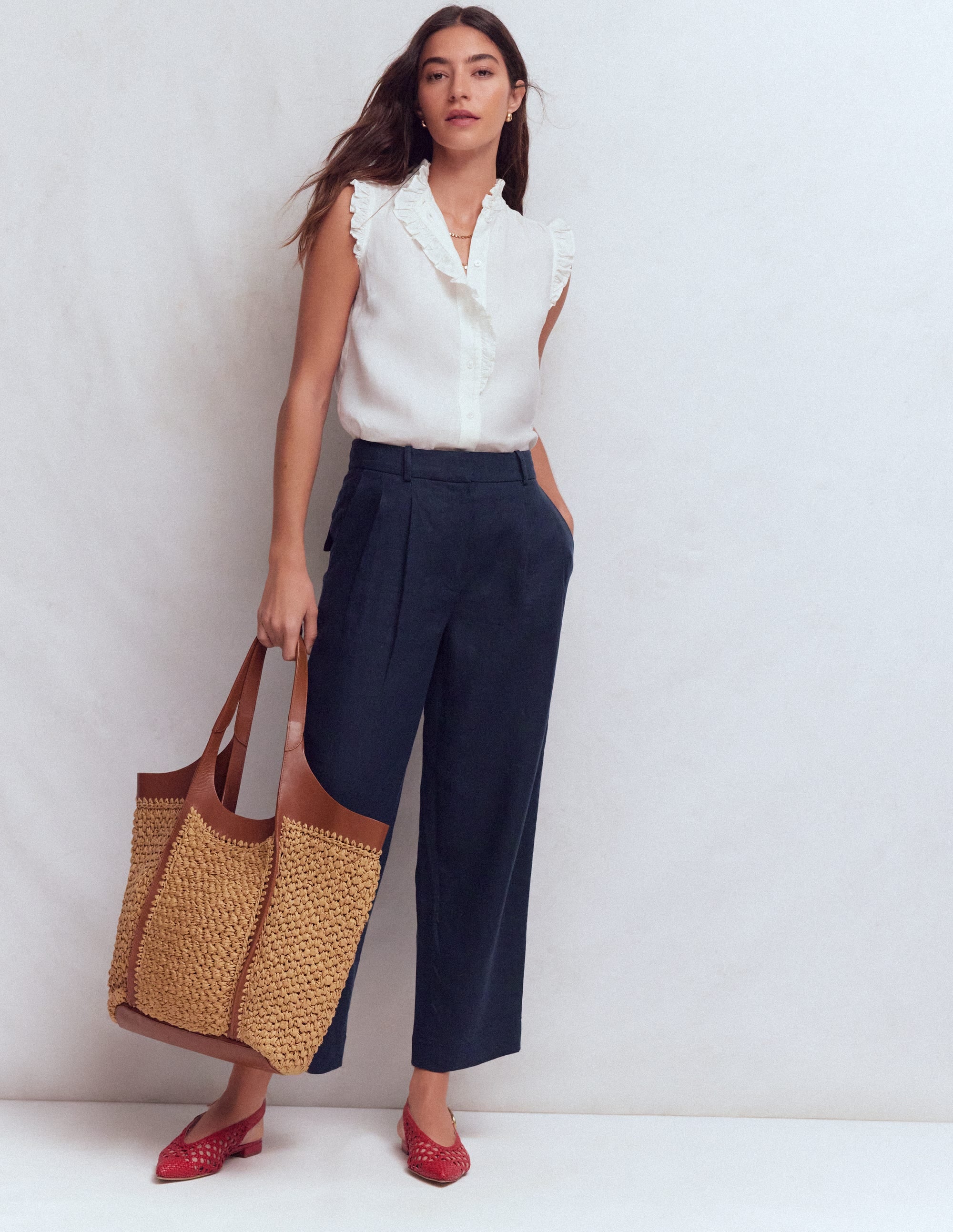 Bloomsbury Linen Trousers-Navy - Image 1
