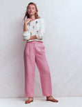 Bloomsbury Linen Trousers-Meadowsweet Pink Chambray
