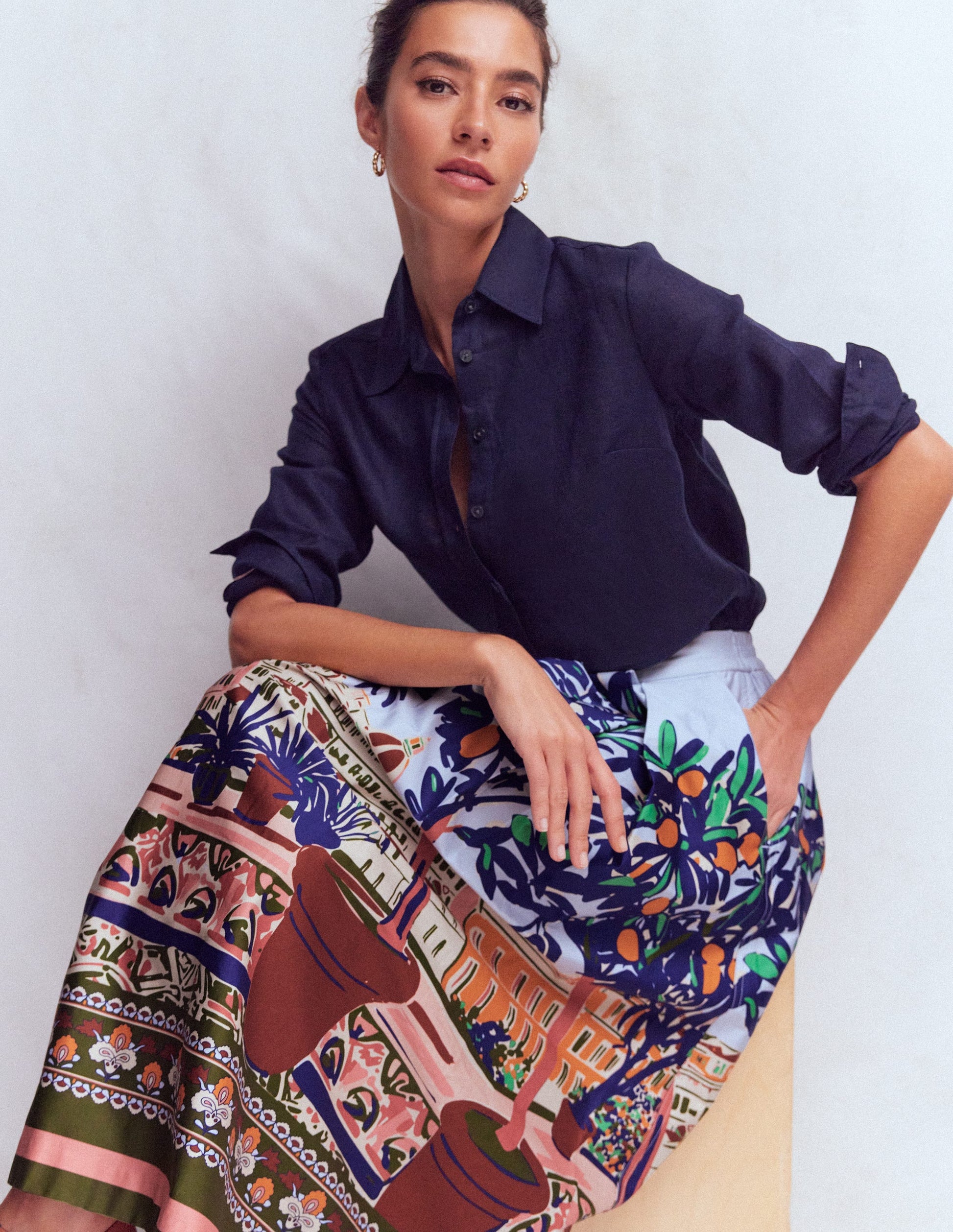 Verity Sateen Skirt-Multi, Balcony Scene-1