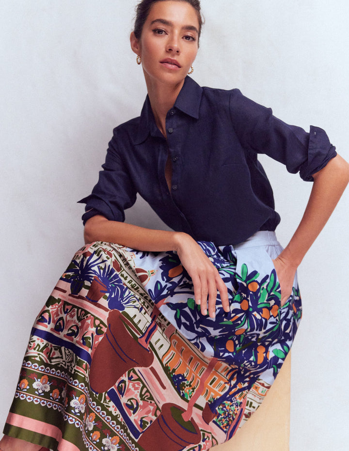 Verity Sateen Skirt-Multi, Balcony Scene