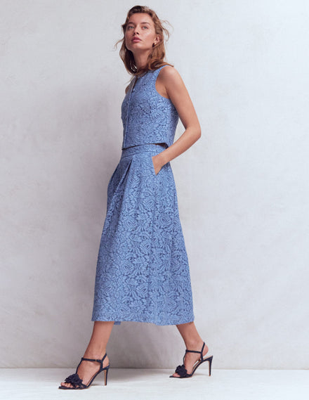 Verity Lace Skirt-Cornflower Blue