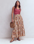 Abigail Poplin Maxi Skirt-Multi, Enchanted Gardenia
