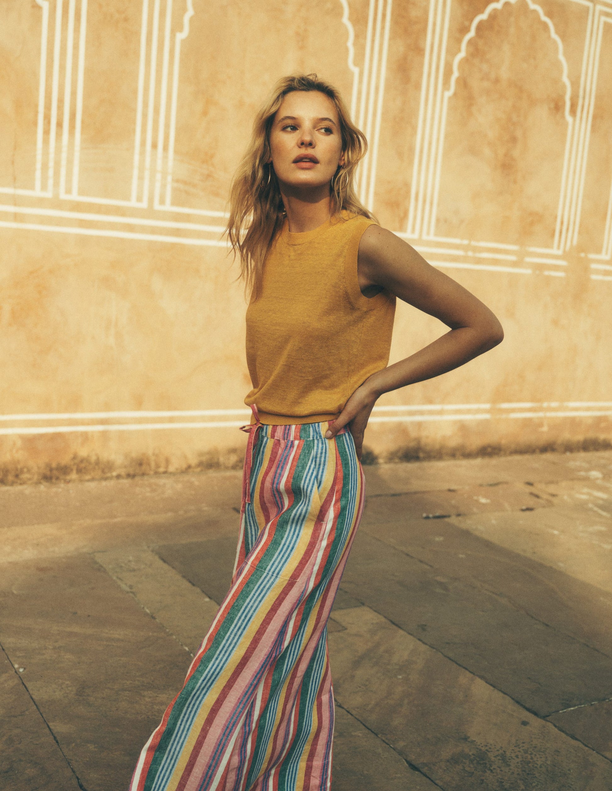 Layla Linen Skirt-Hot Varigated Multistripe-6