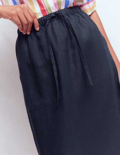 Layla Linen Skirt-Navy-2